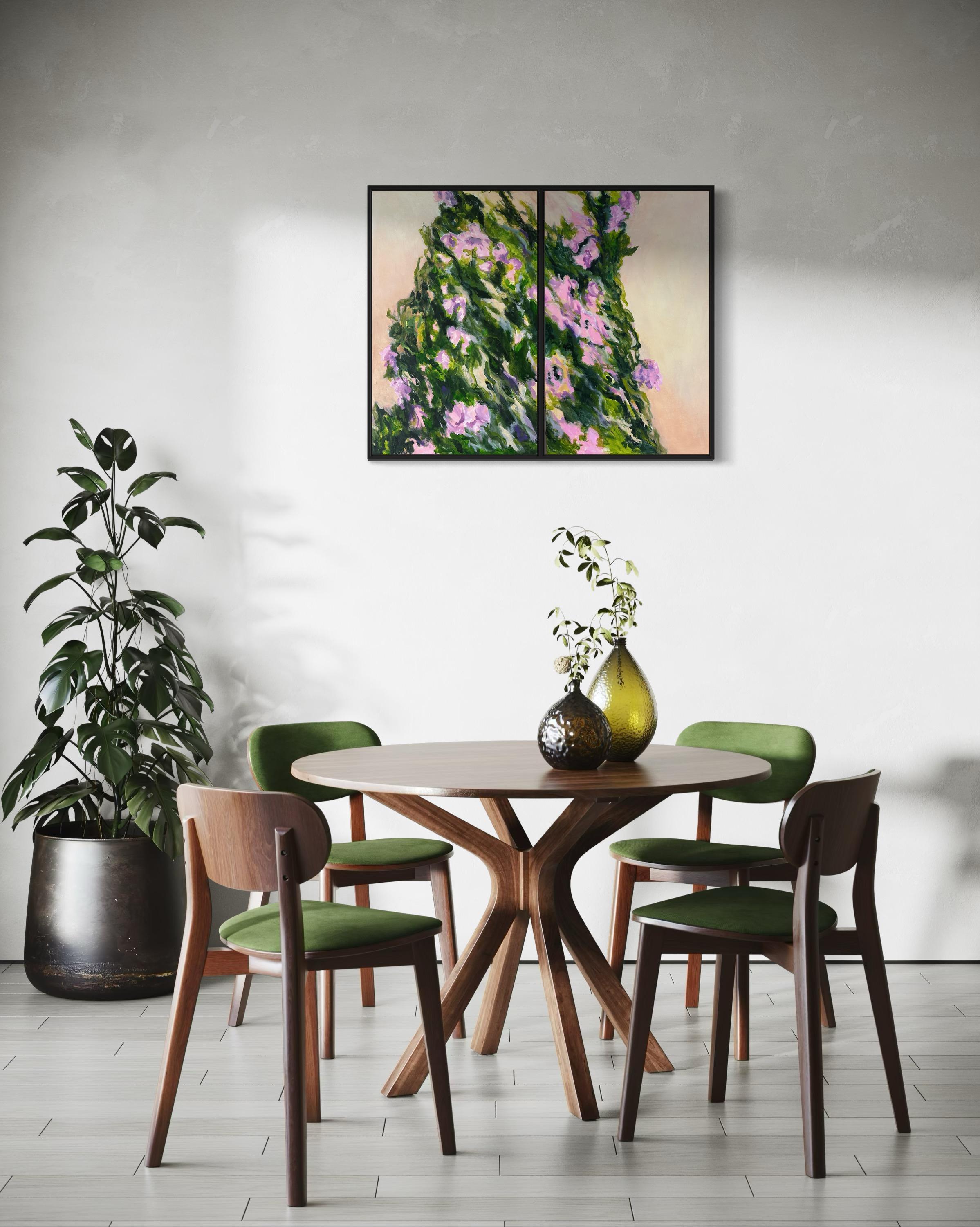 Flores trepadoras. Díptico  de Floral  Pinturas originales en venta 6