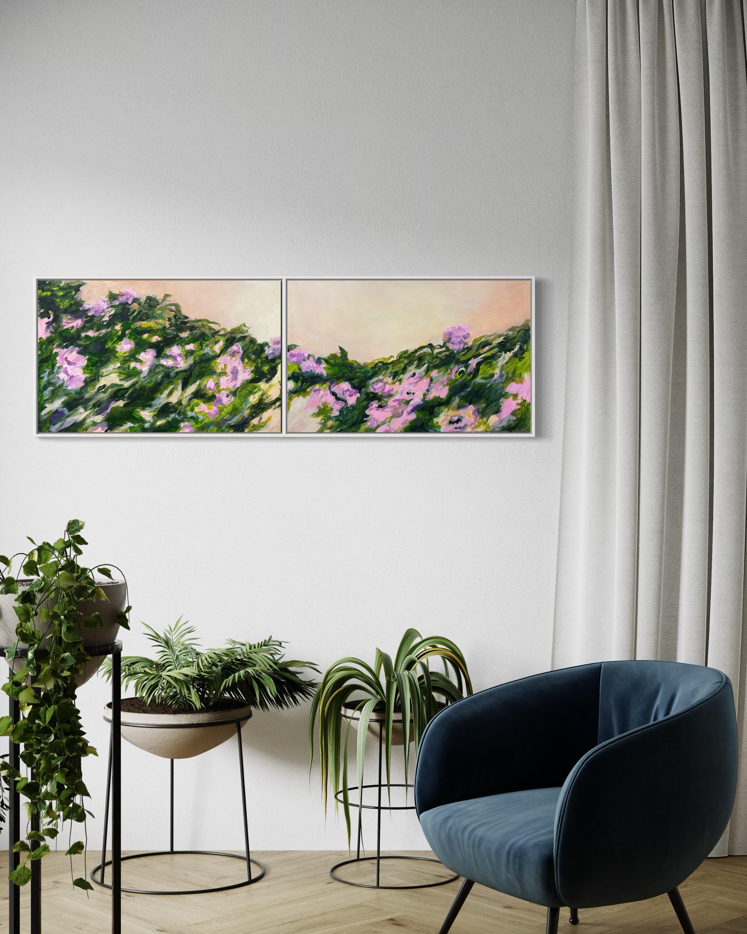 Flores trepadoras. Díptico  de Floral  Pinturas originales en venta 9