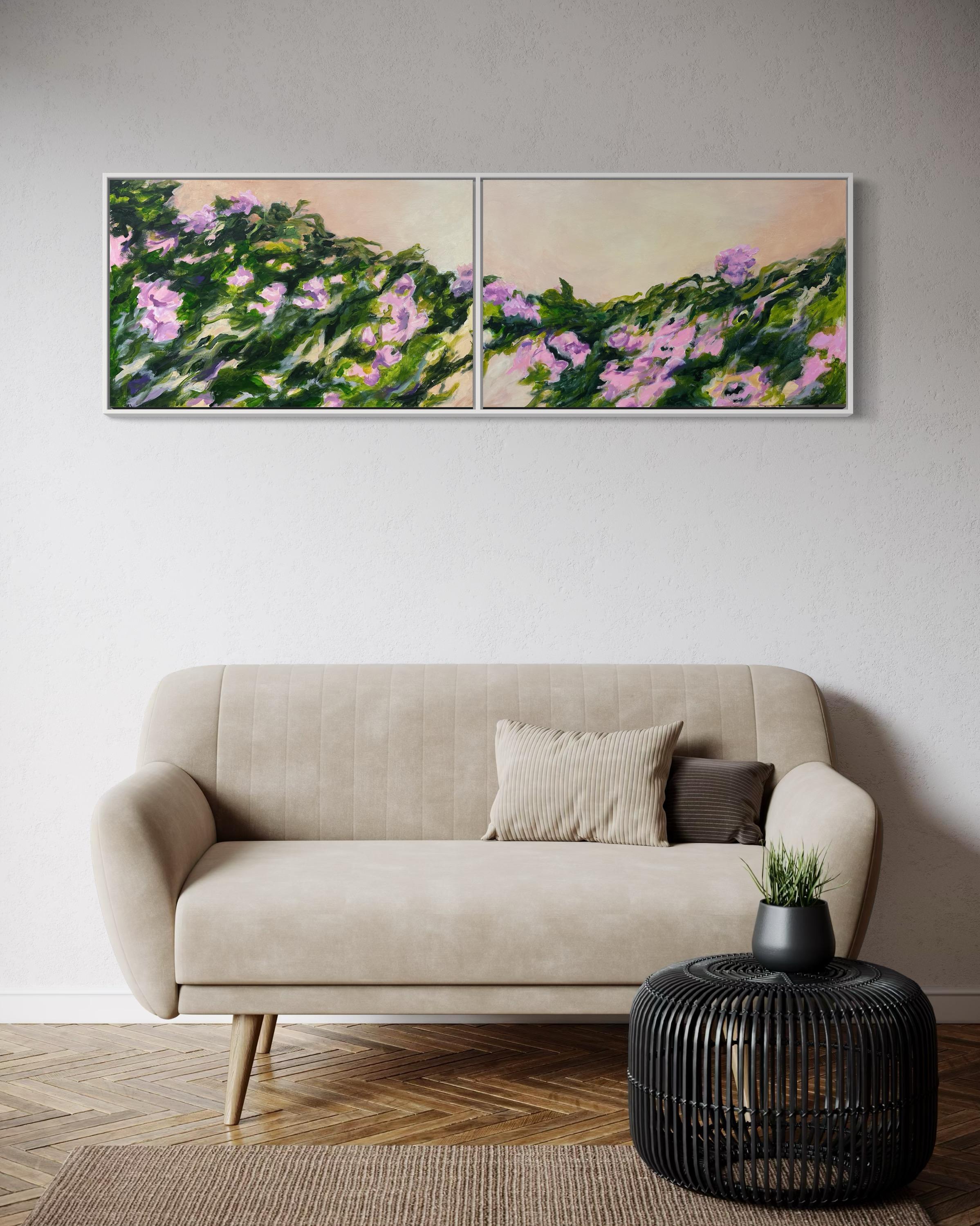 Flores trepadoras. Díptico  de Floral  Pinturas originales en venta 10