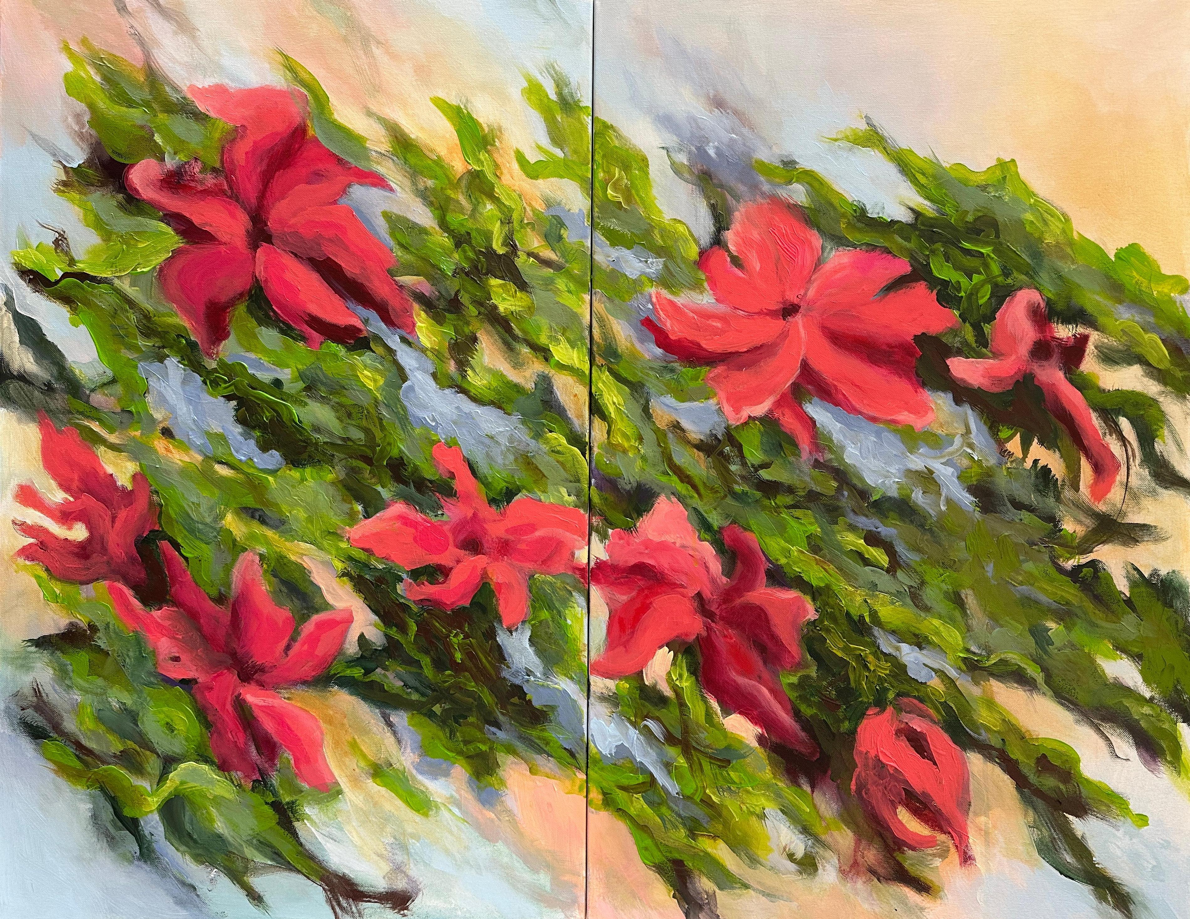 Diptych Petunia - Painting by Iryna Bondar