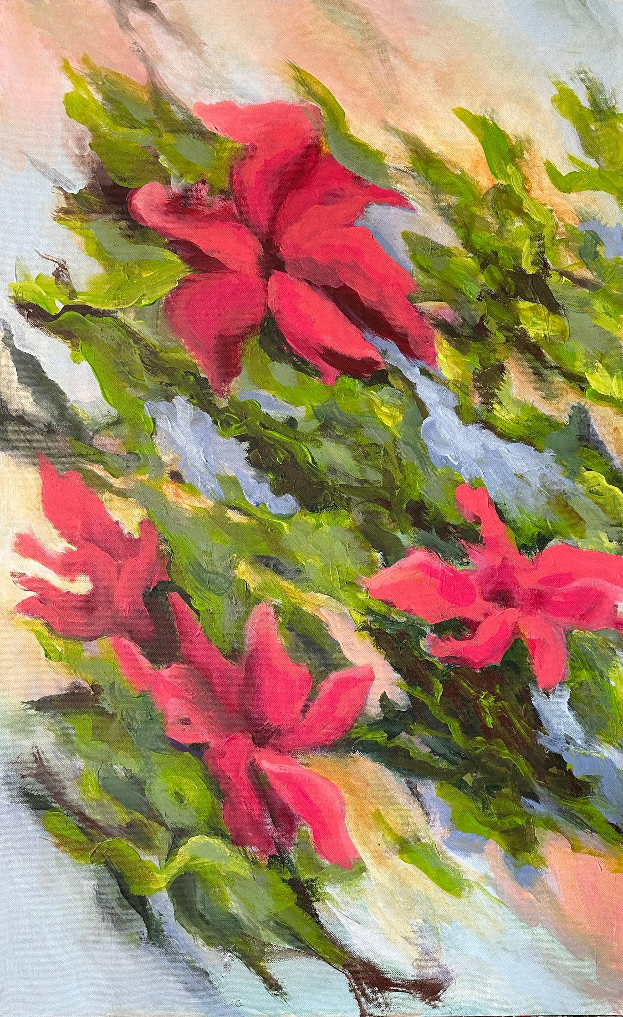 Diptych Petunia - Contemporary Painting by Iryna Bondar