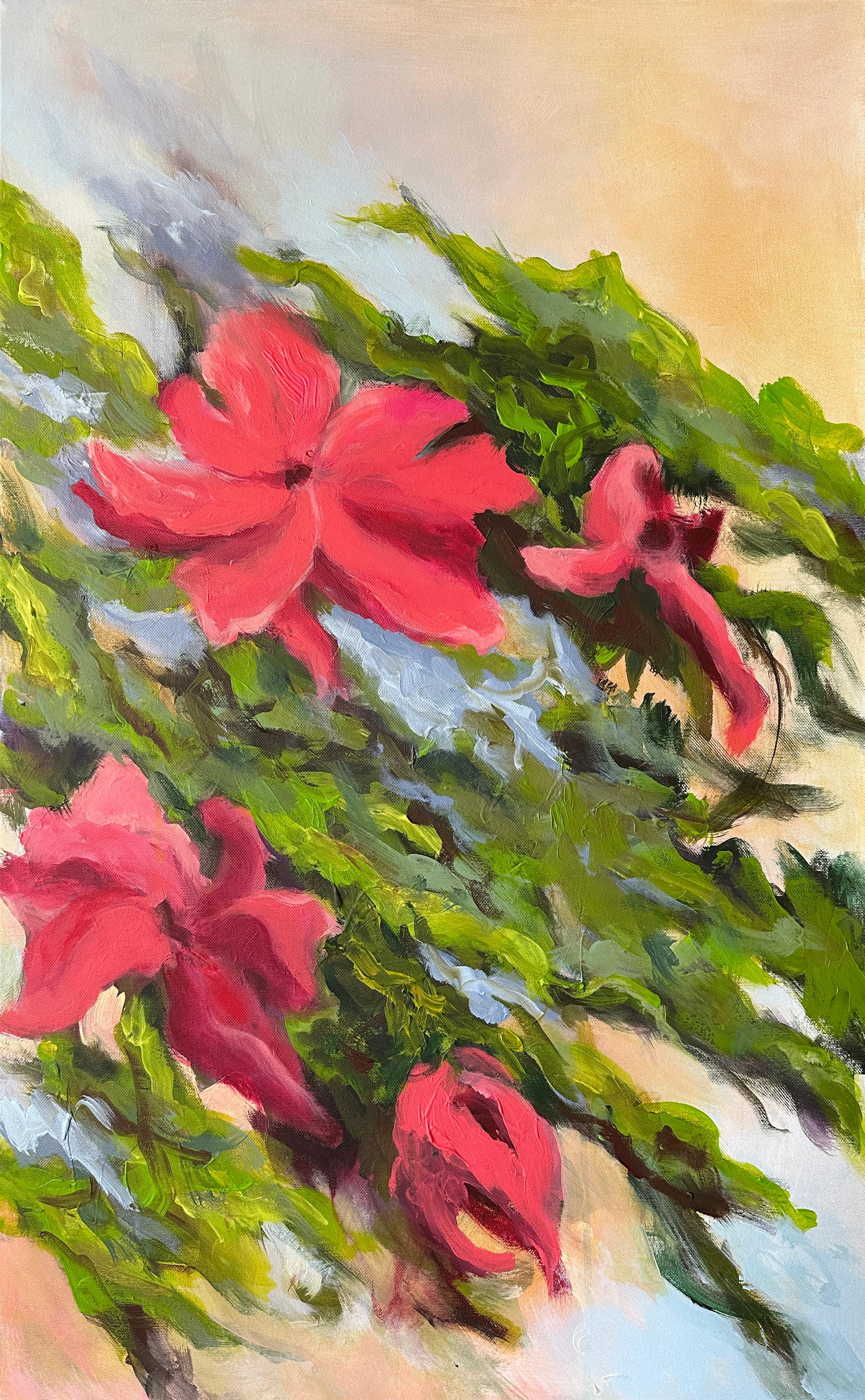 Diptych Petunia - Brown Landscape Painting by Iryna Bondar