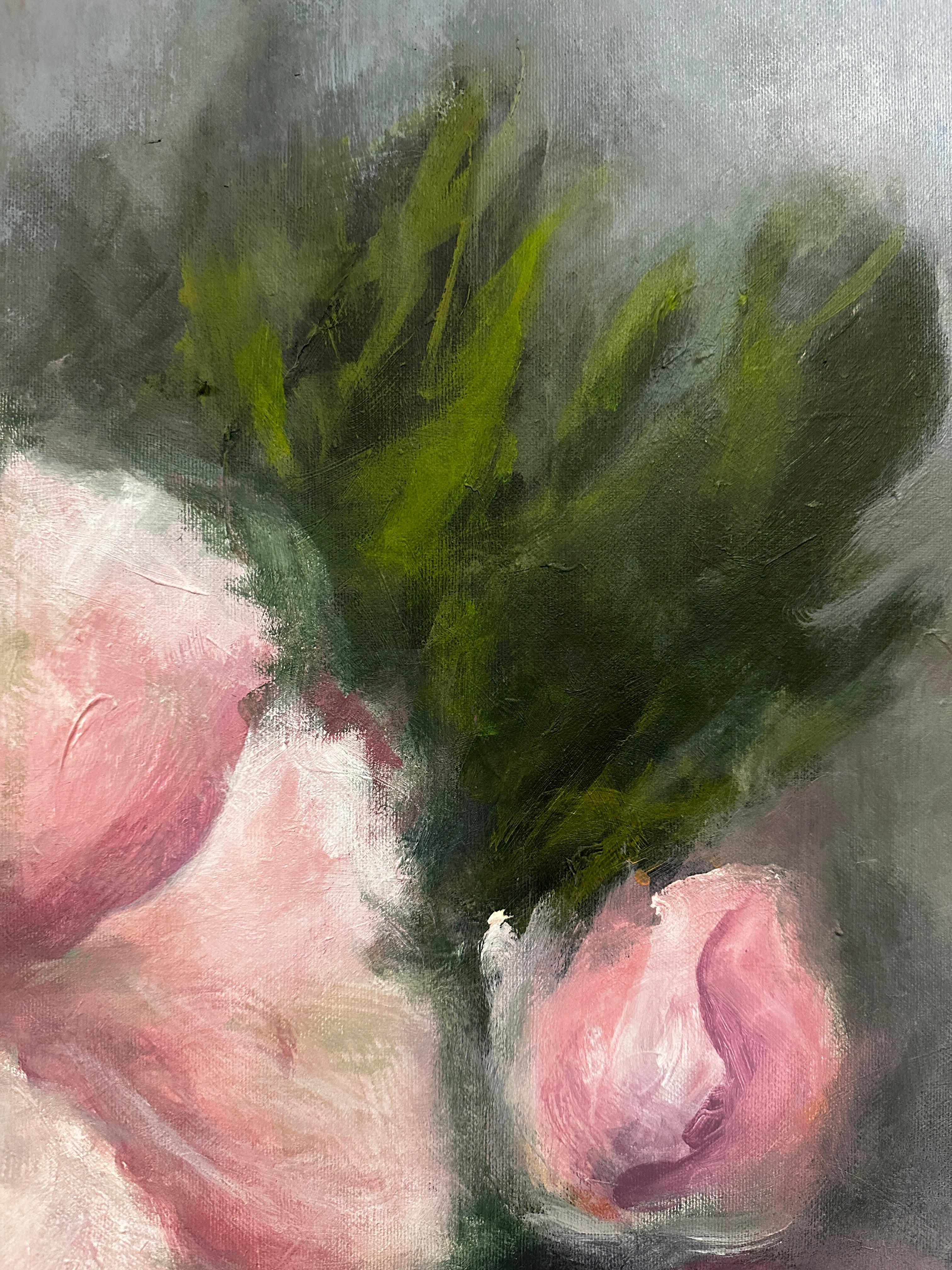 Floral Groß 2 (Grau), Still-Life Painting, von Iryna Bondar