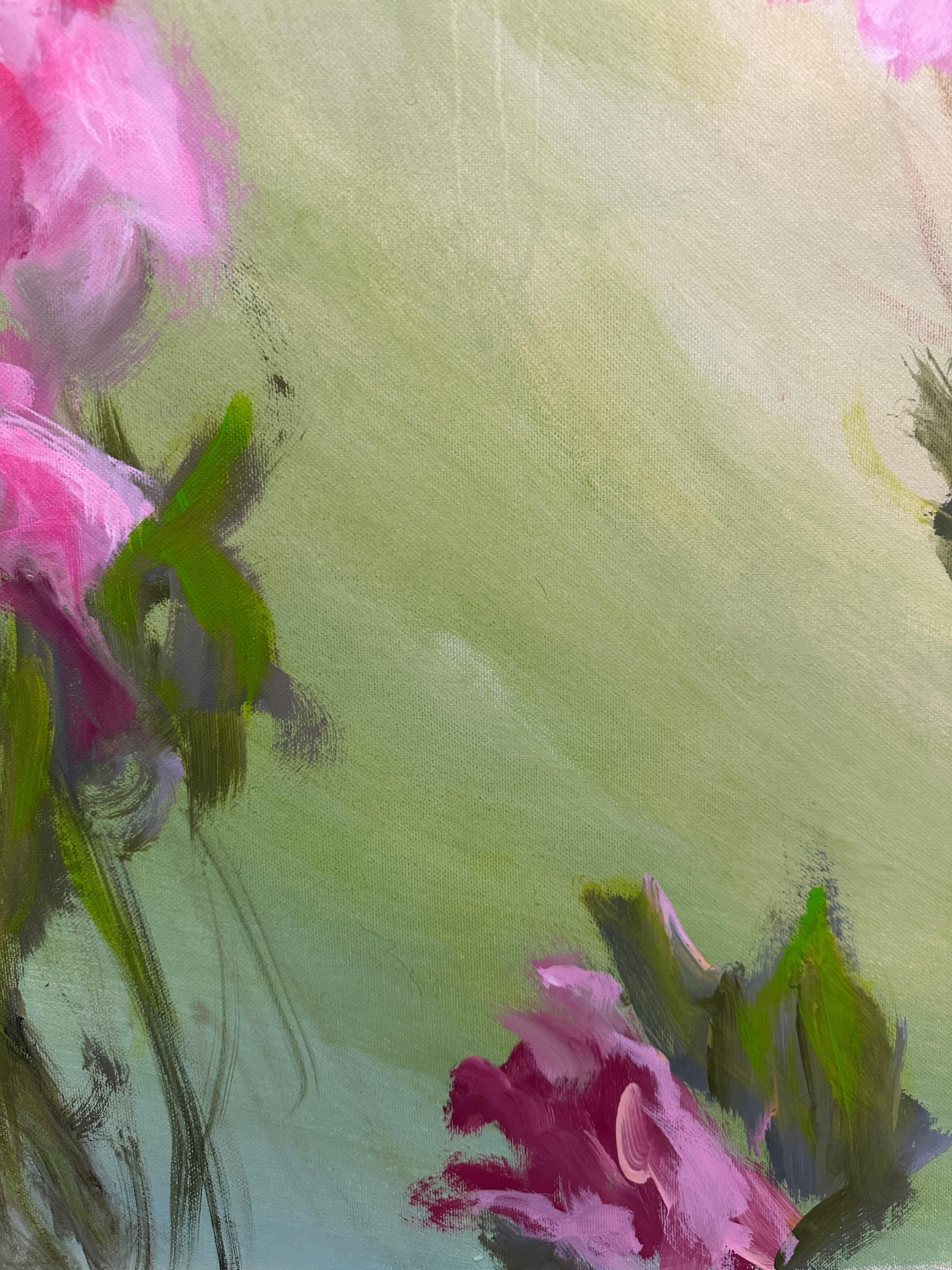 Iris   Peintures florales originales - Marron Still-Life Painting par Iryna Bondar