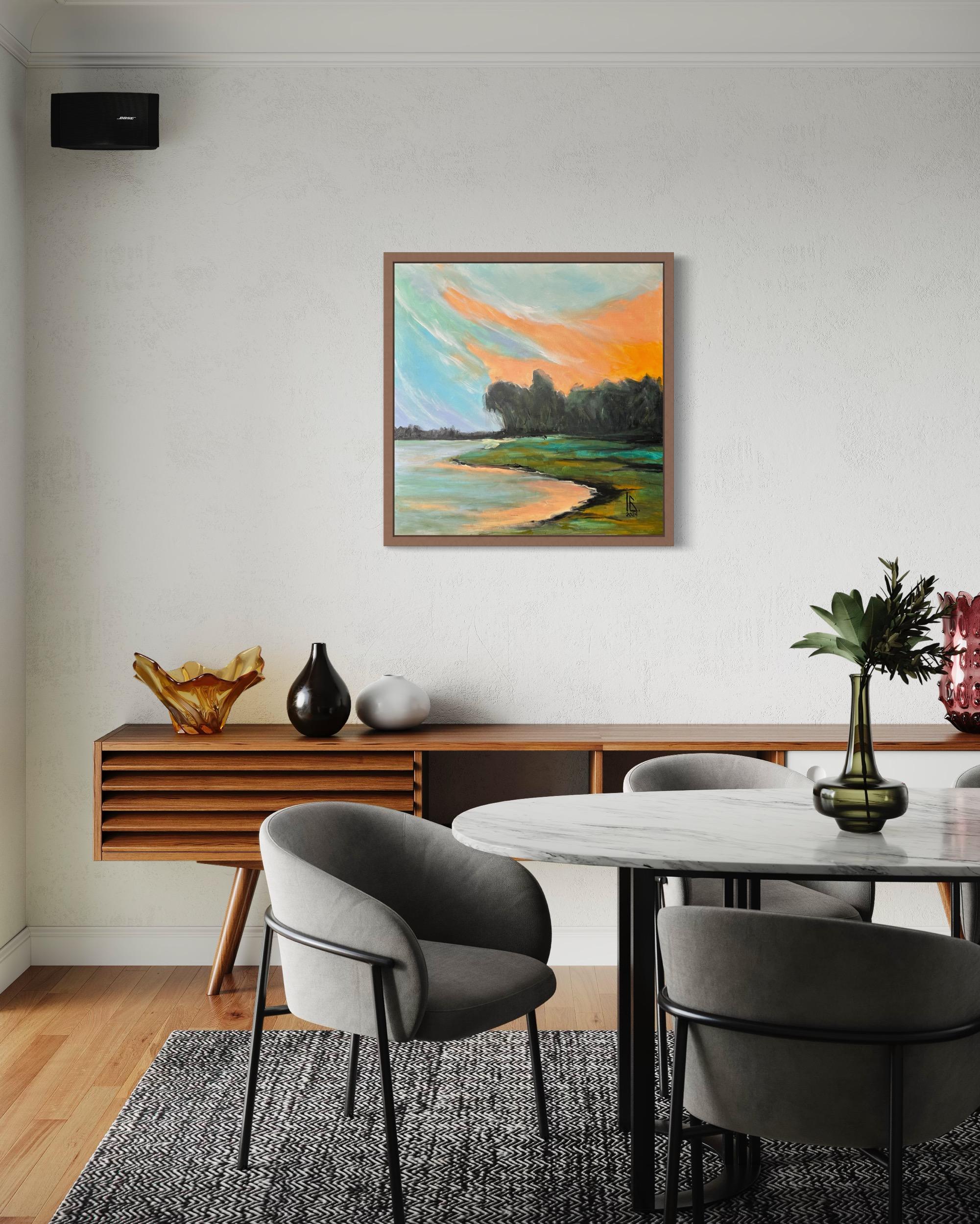 On the other side - Gray Abstract Painting by Iryna Bondar
