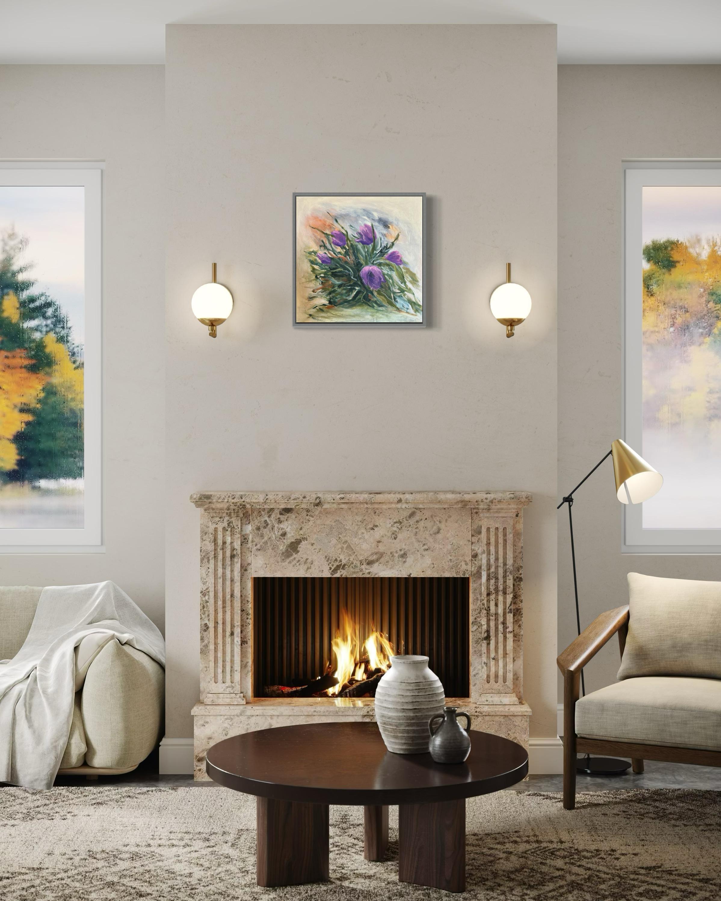 Pasqueflower. Floral  Pinturas originales en venta 6