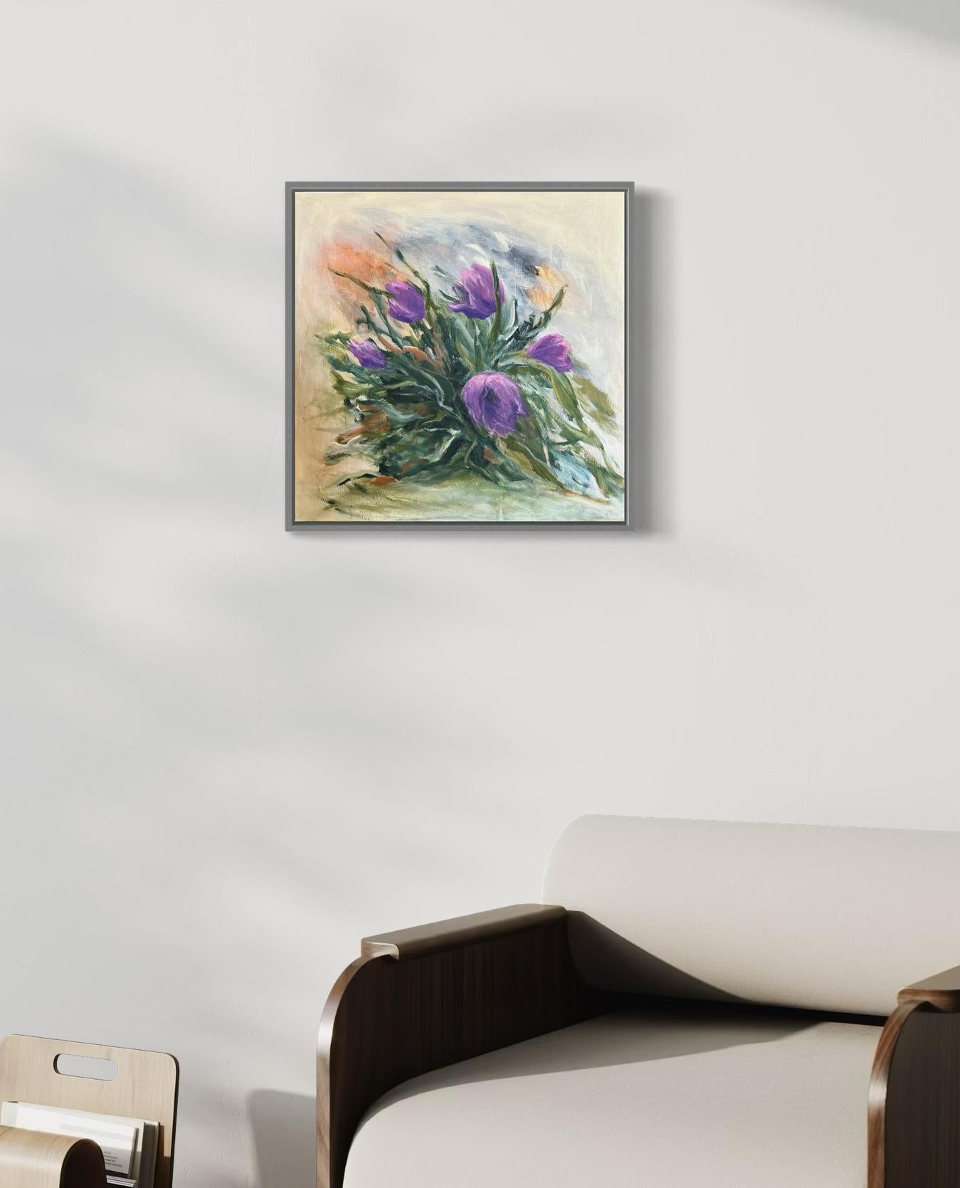 Pasqueflower. Floral  Pinturas originales en venta 8