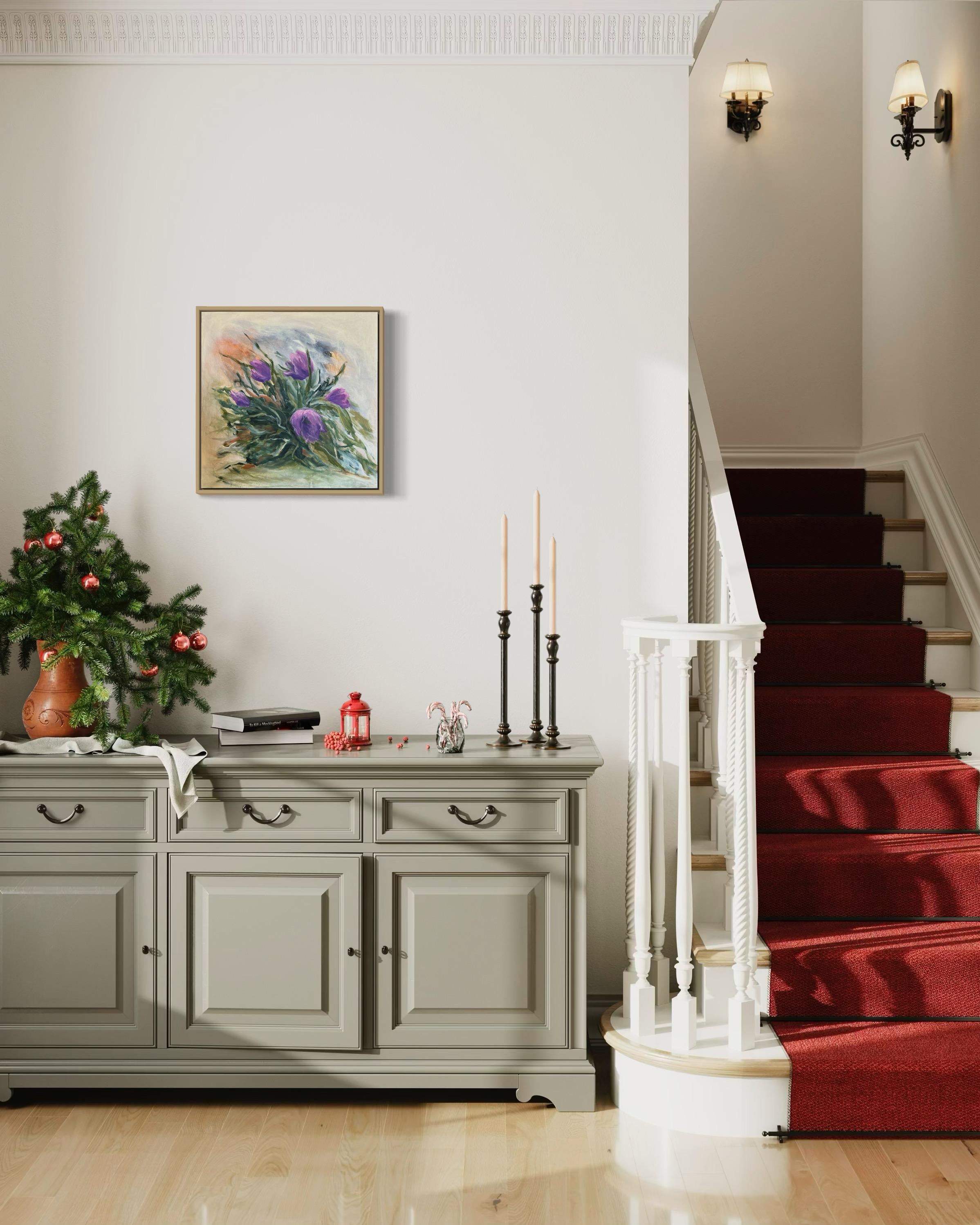 Pasqueflower. Floral  Pinturas originales en venta 10