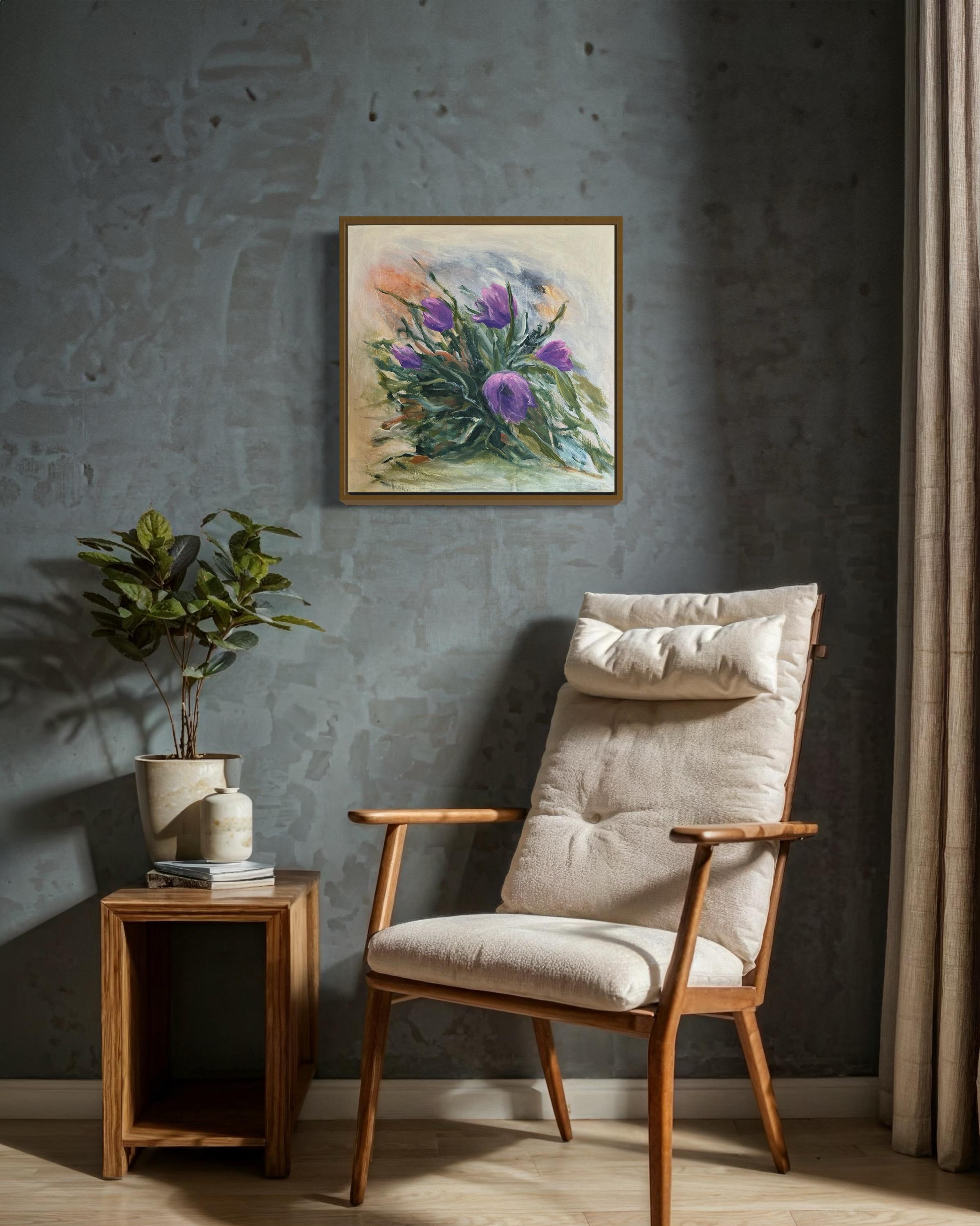 Pasqueflower. Floral  Pinturas originales en venta 2