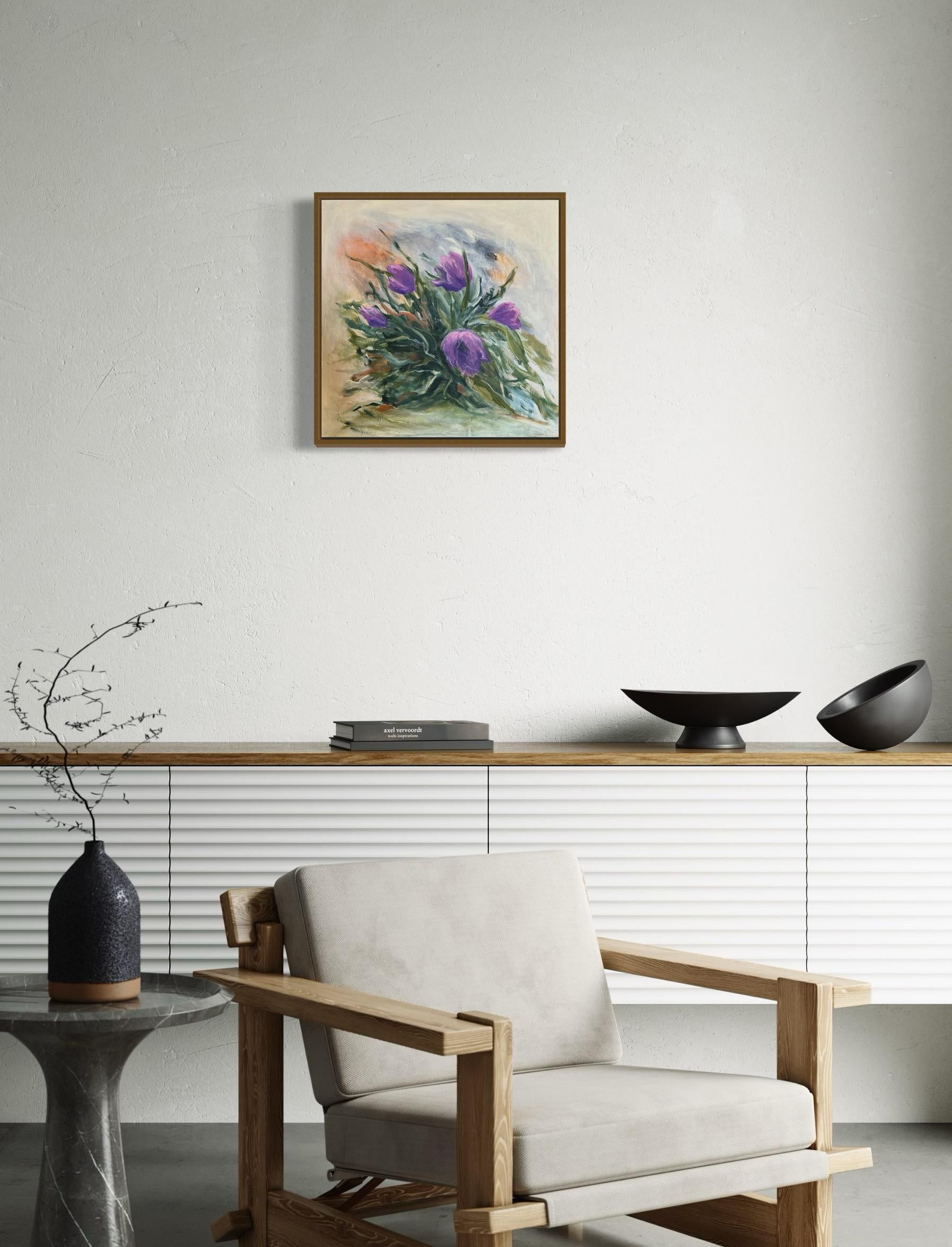 Pasqueflower. Floral  Pinturas originales en venta 4
