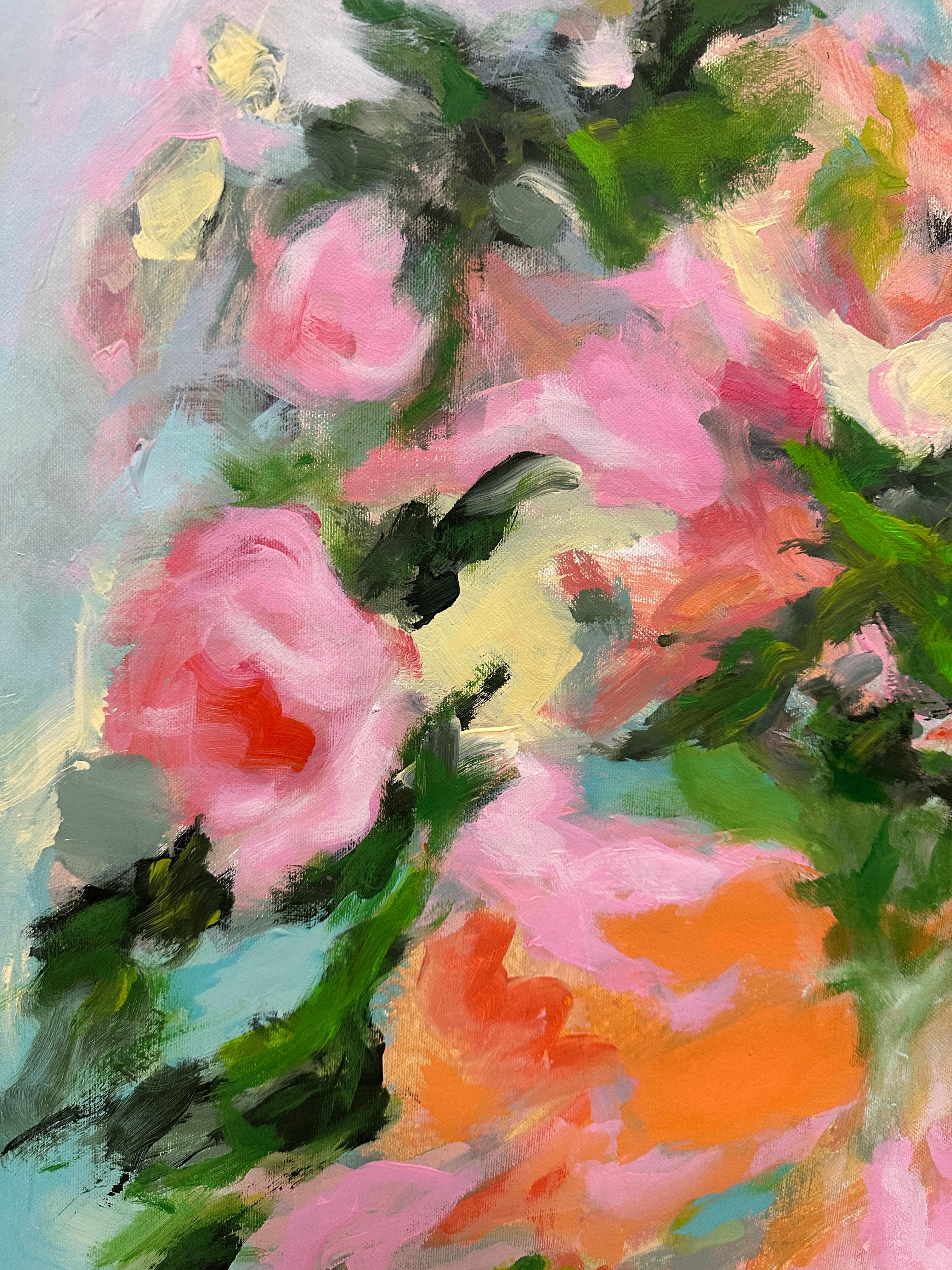 Pink Mood.   Floral Original paintings - Impressionist Painting by Iryna Bondar