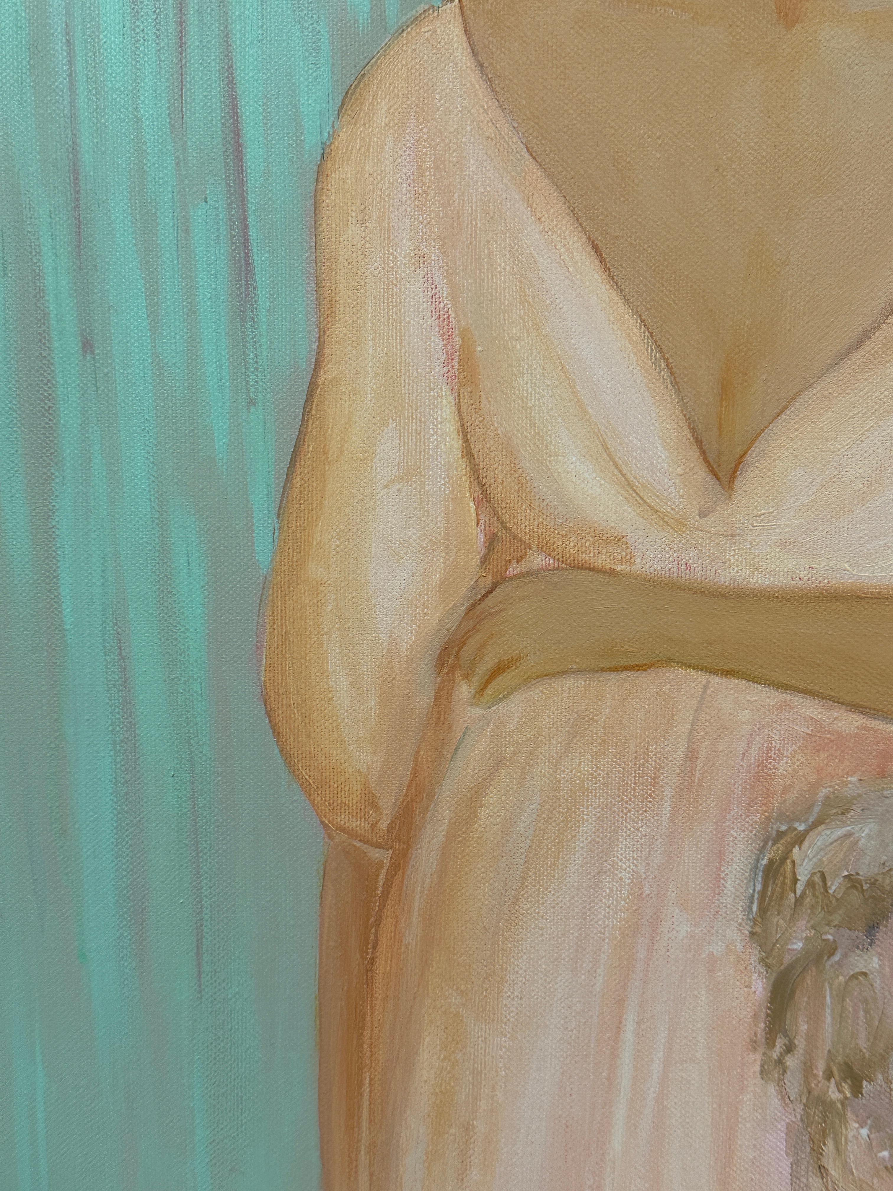 Quiet Joy - Brown Figurative Painting by Iryna Bondar