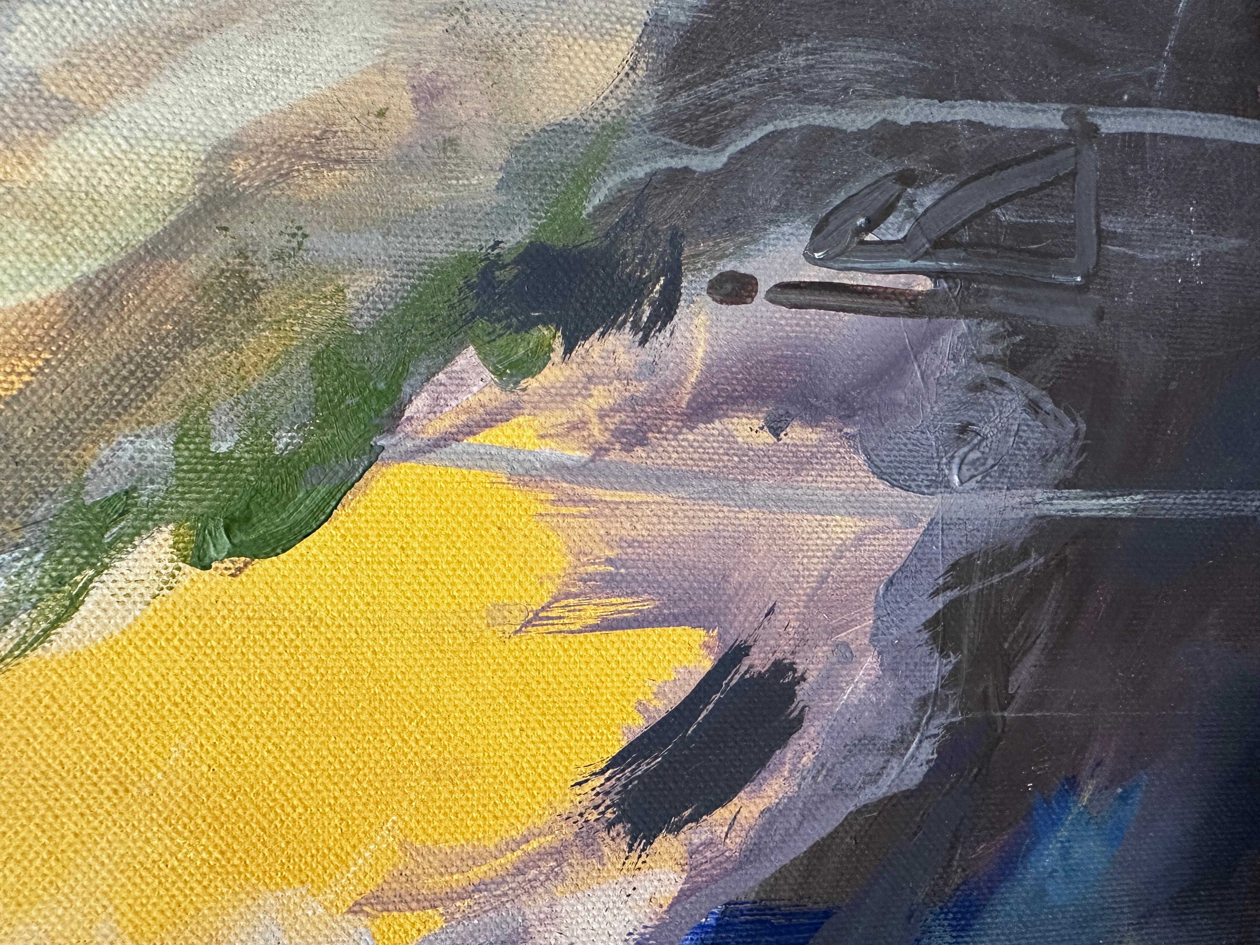 Cette peinture fusionne les motifs floraux avec l'abstraction, où les fleurs d'orpin se dissolvent dans des courants de couleur et d'éclat.u2028Des roses et des lilas doux se mêlent à des teintes chaudes et dorées, créant un sentiment de chaleur, de