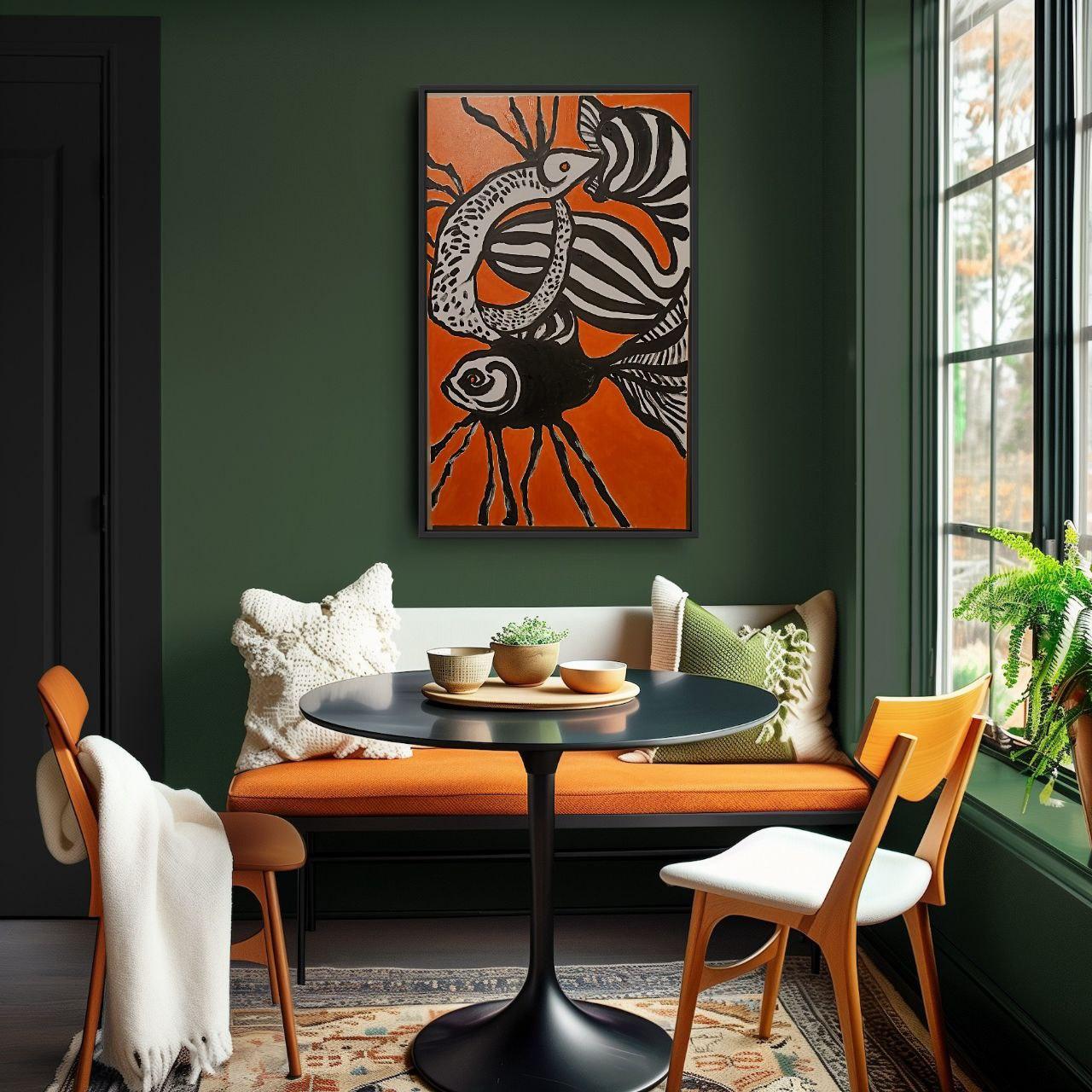 Oh God, I'm confused - Orange Figurative Painting by Iryna Burda