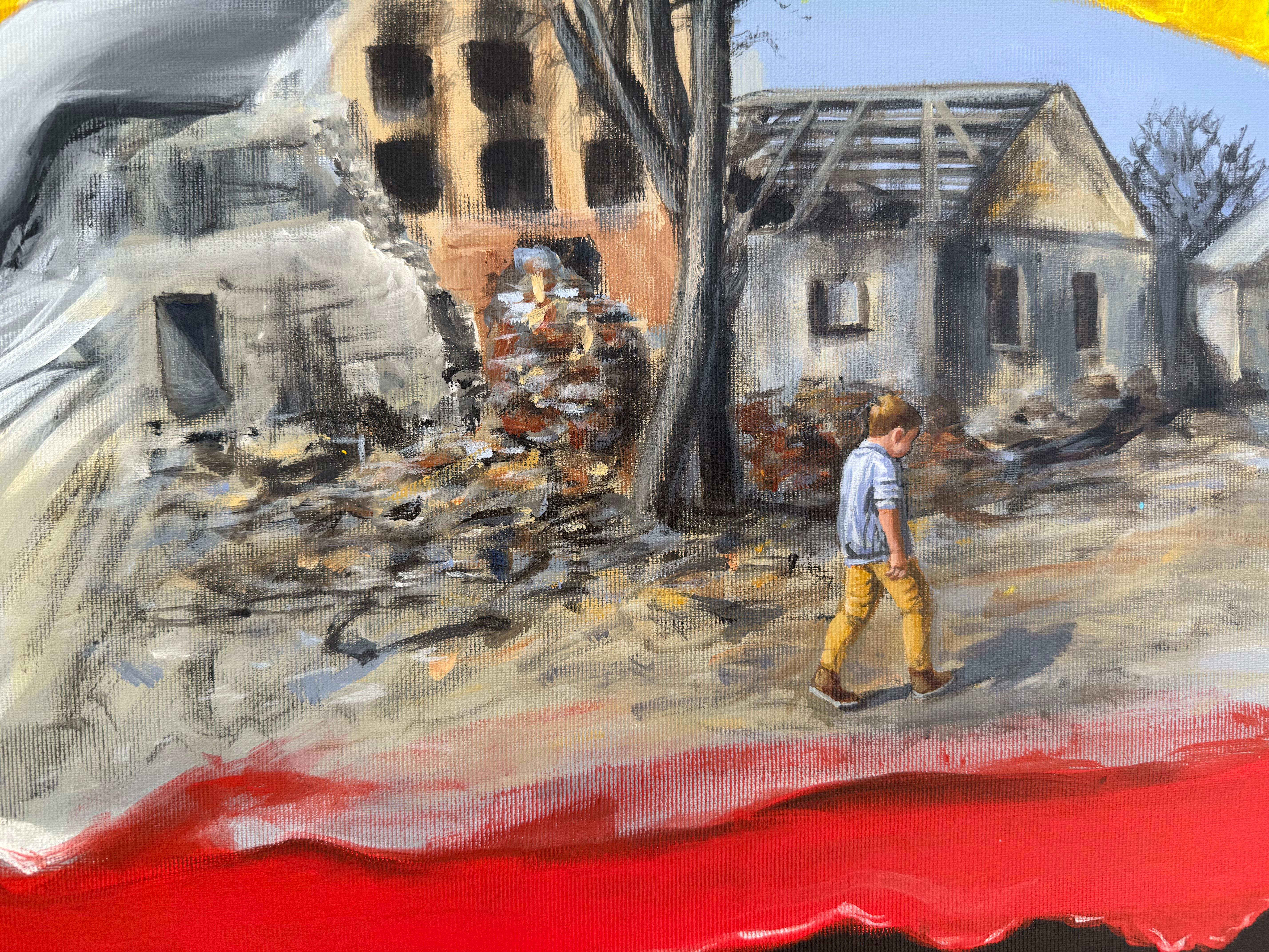 Das Gemälde wurde unter dem Eindruck der Befreiung der Kiewer Region von den russischen Besatzern gemalt.