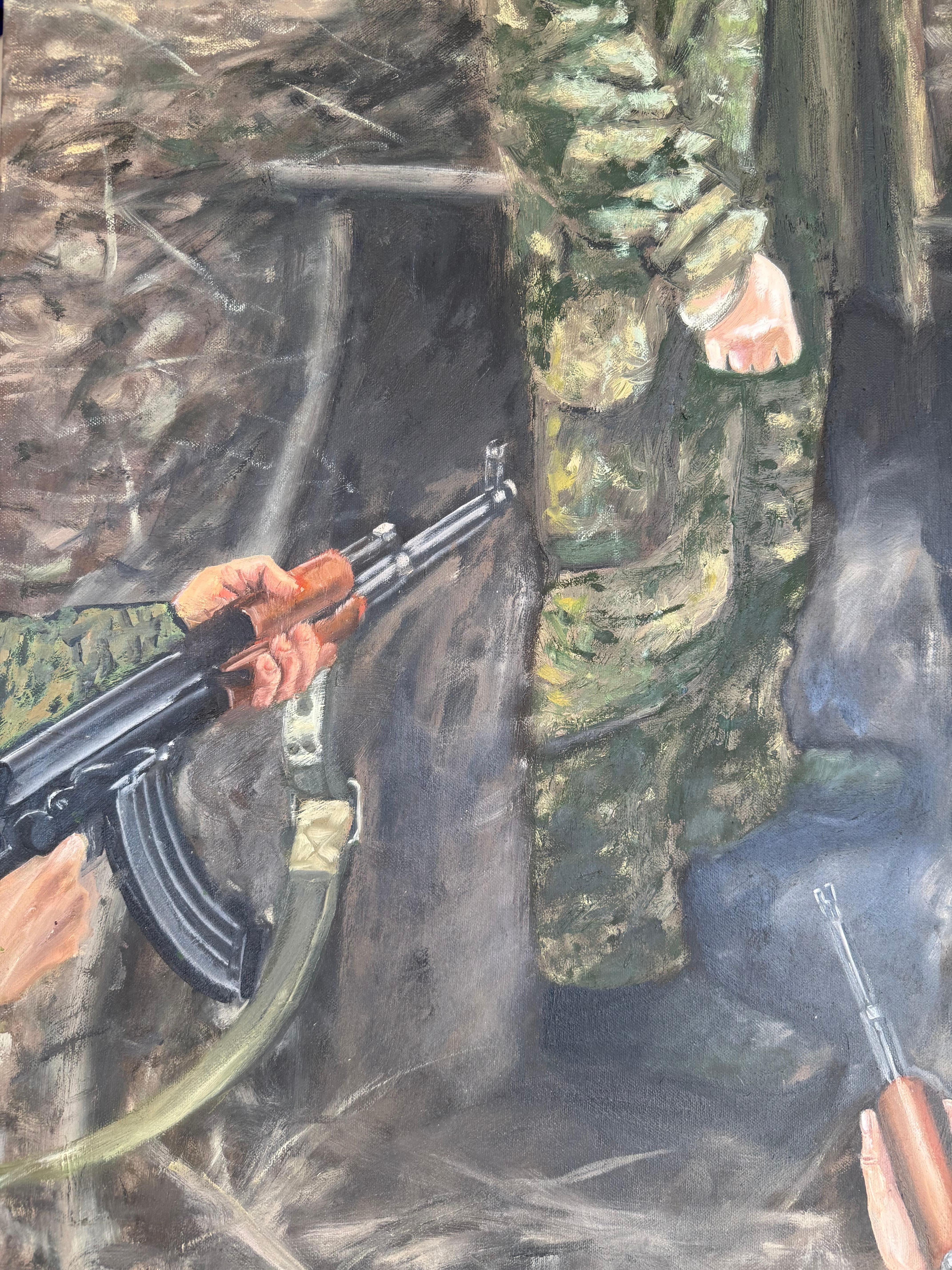 Das Gemälde ist zu Ehren und im Gedenken an den Helden der Ukraine, Oleksandr Mitsievsky, entstanden. Er wurde von Soldaten der russischen Armee erschossen, nachdem sie ihn gefangen genommen hatten. Seine letzten Worte waren: 