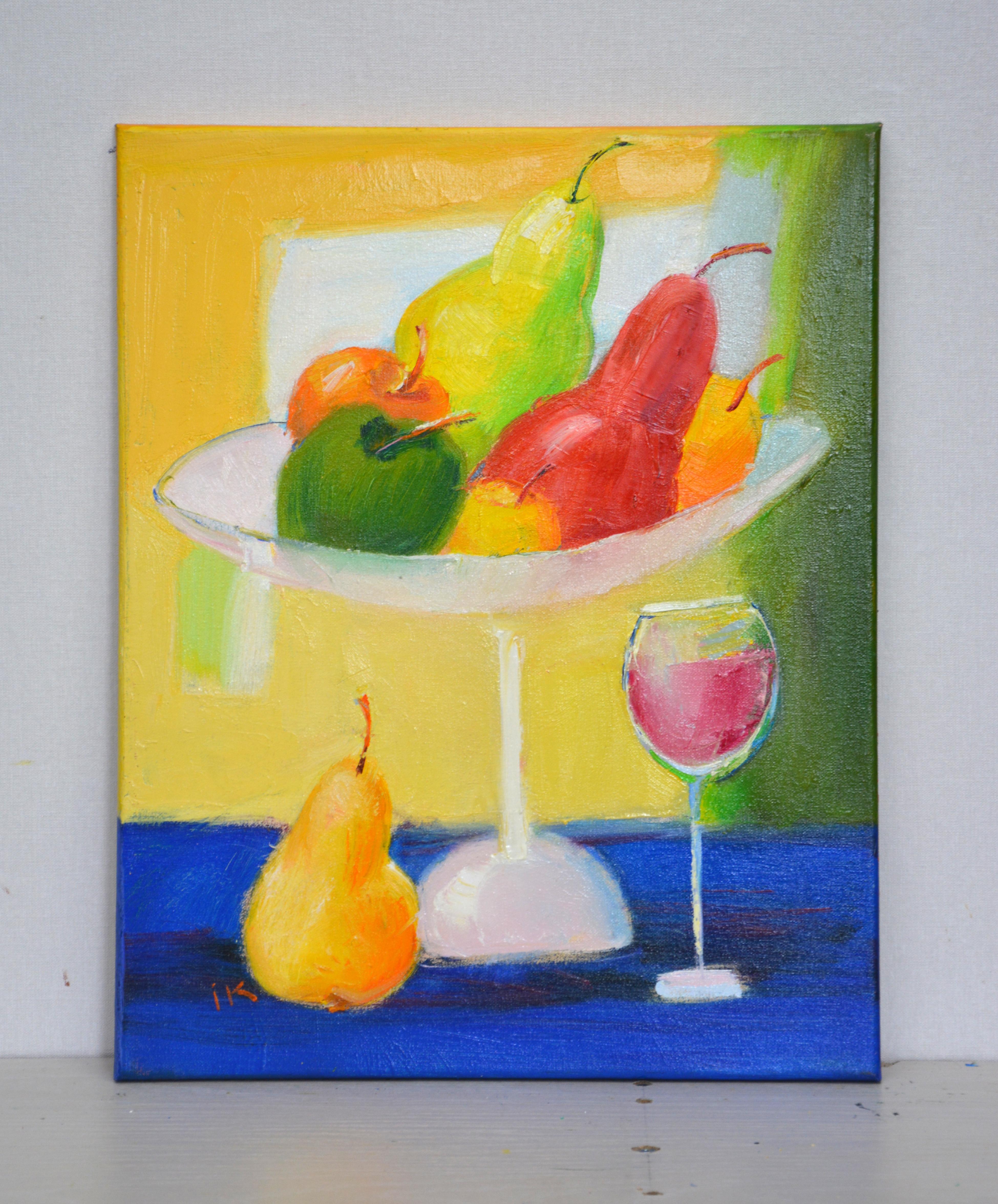 	A glass of light wine - Painting by Iryna Kastsova