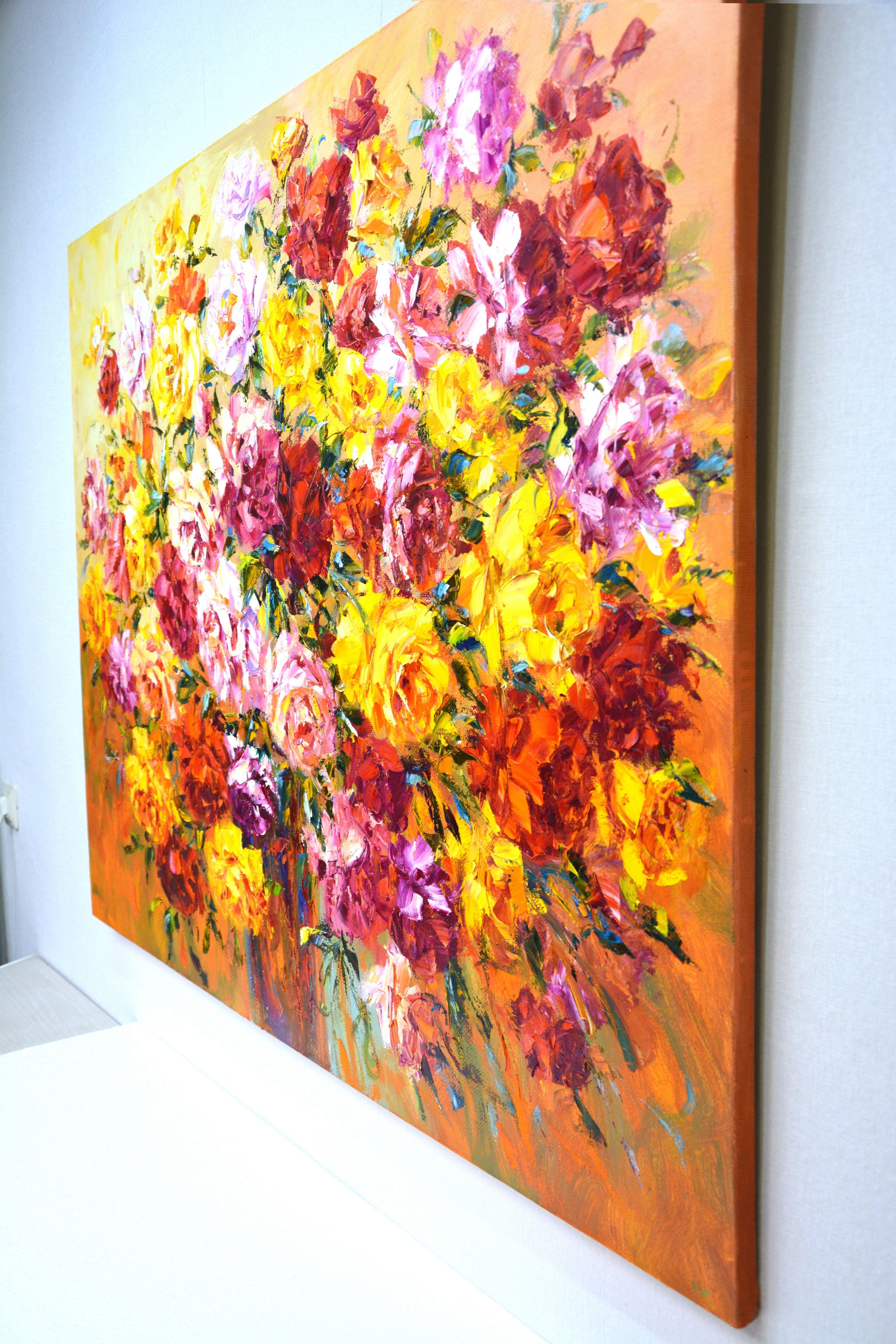 Un gran ramo de rosas, Pintura, Óleo sobre lienzo en venta 2