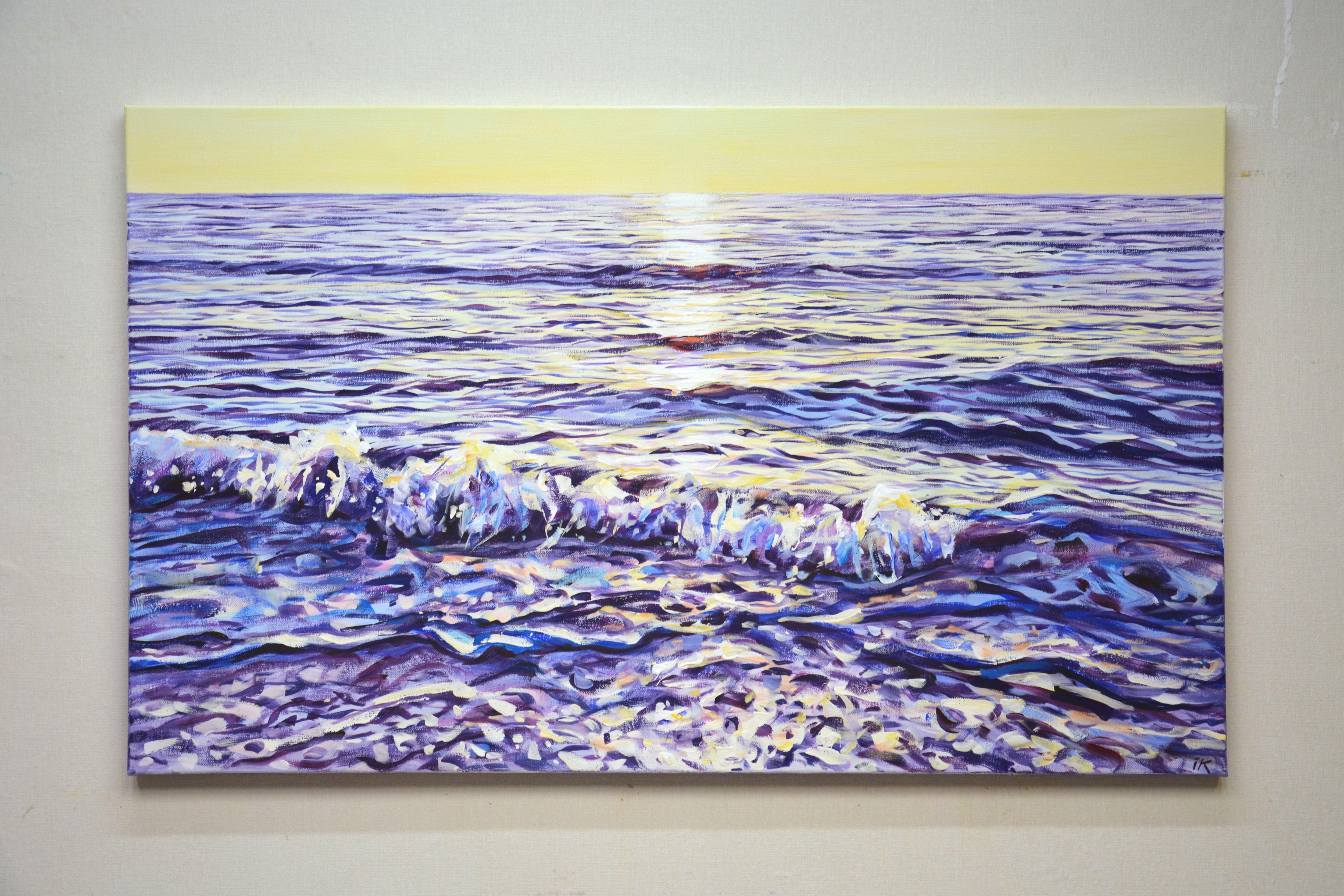 A magical sunrise at the sea, Painting, Acrylic on Canvas For Sale 1