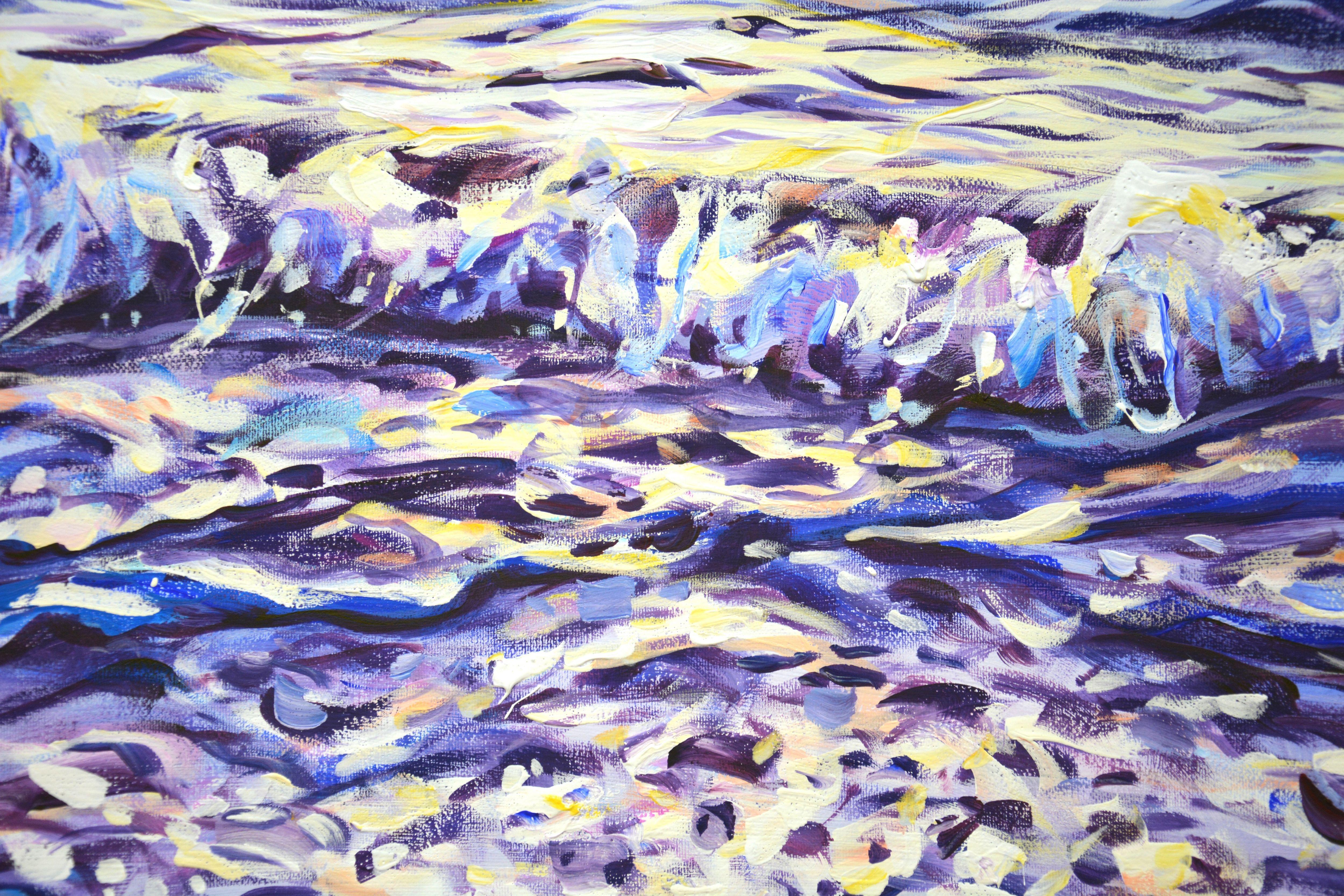 A magical sunrise at the sea, Painting, Acrylic on Canvas For Sale 2