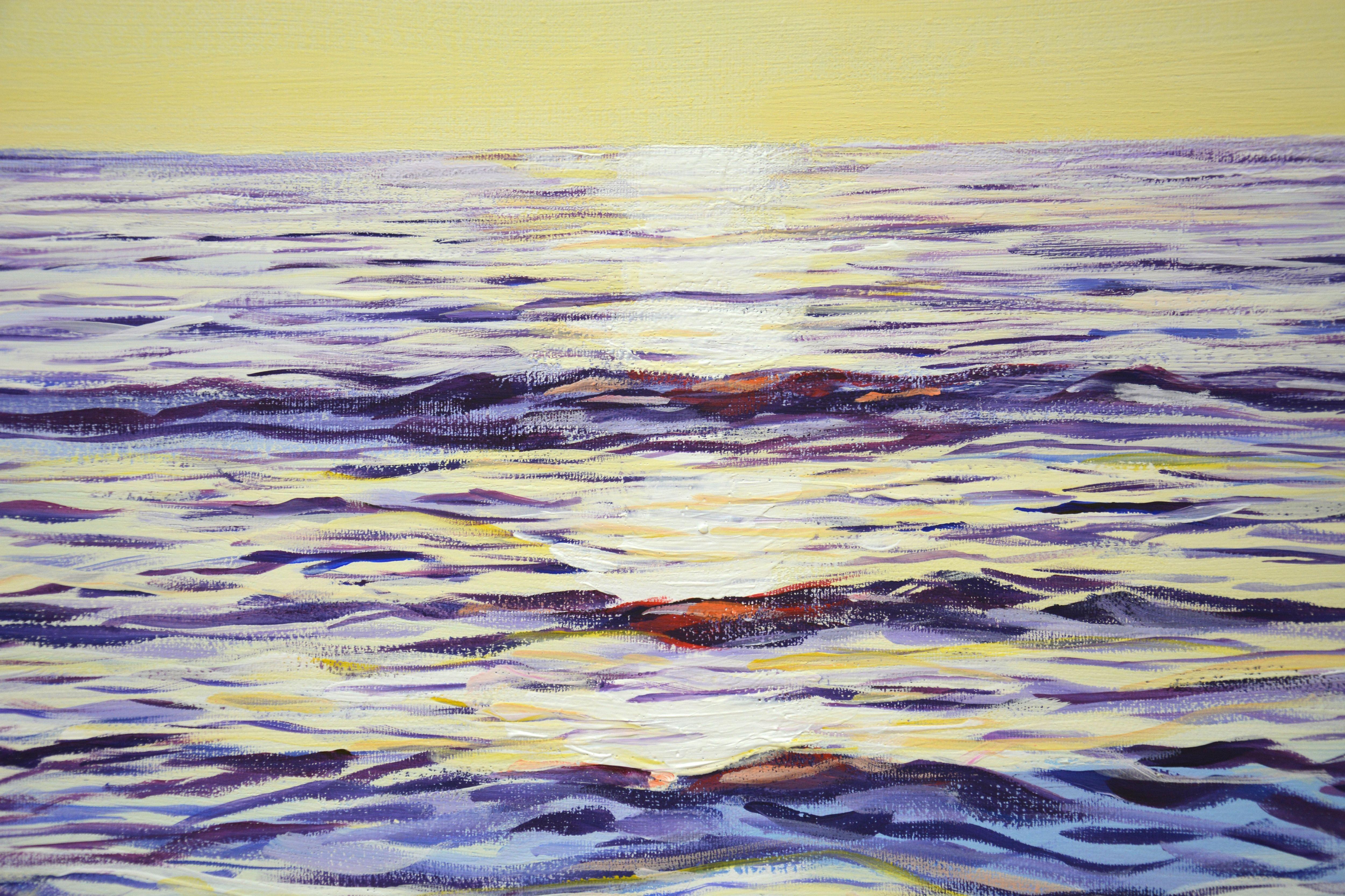 Ein magischer Sonnenaufgang am Meer, Gemälde, Acryl auf Leinwand im Angebot 1