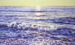 Un lever magique du soleil en mer, peinture à l'acrylique sur toile