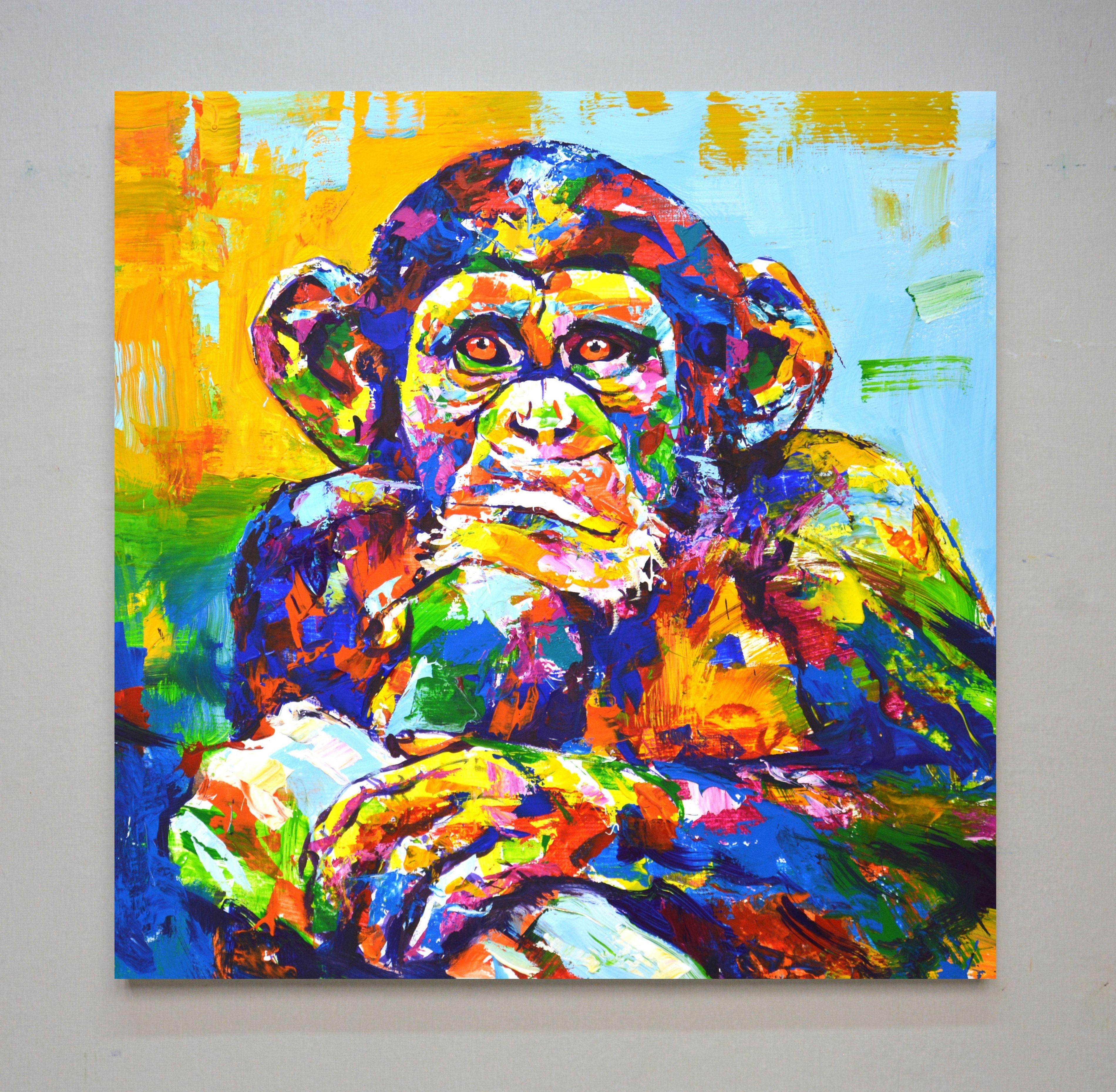 A monkey., Painting, Acrylic on Canvas For Sale 1