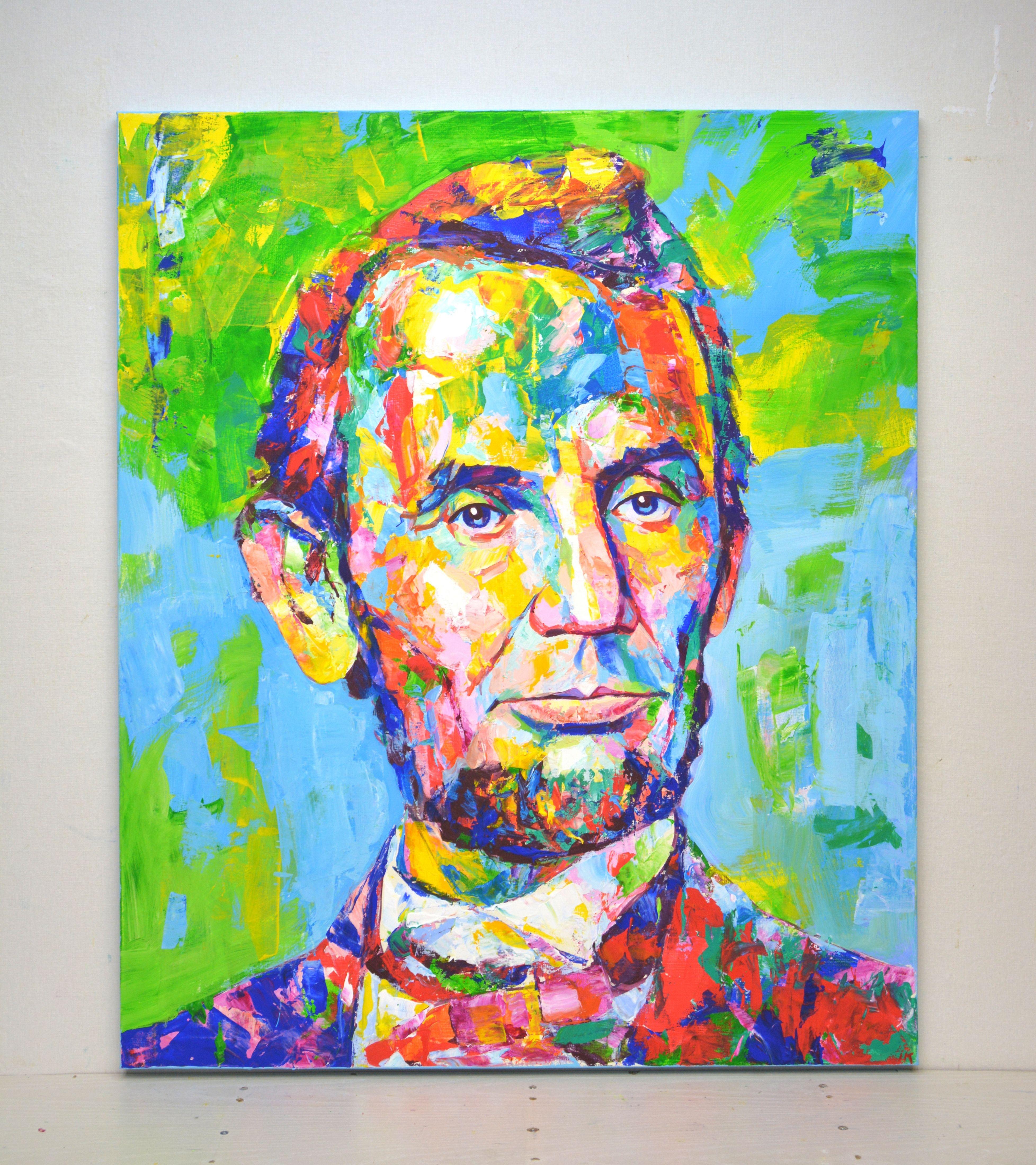 Abraham Lincoln, Painting, Acrylic on Canvas For Sale 1