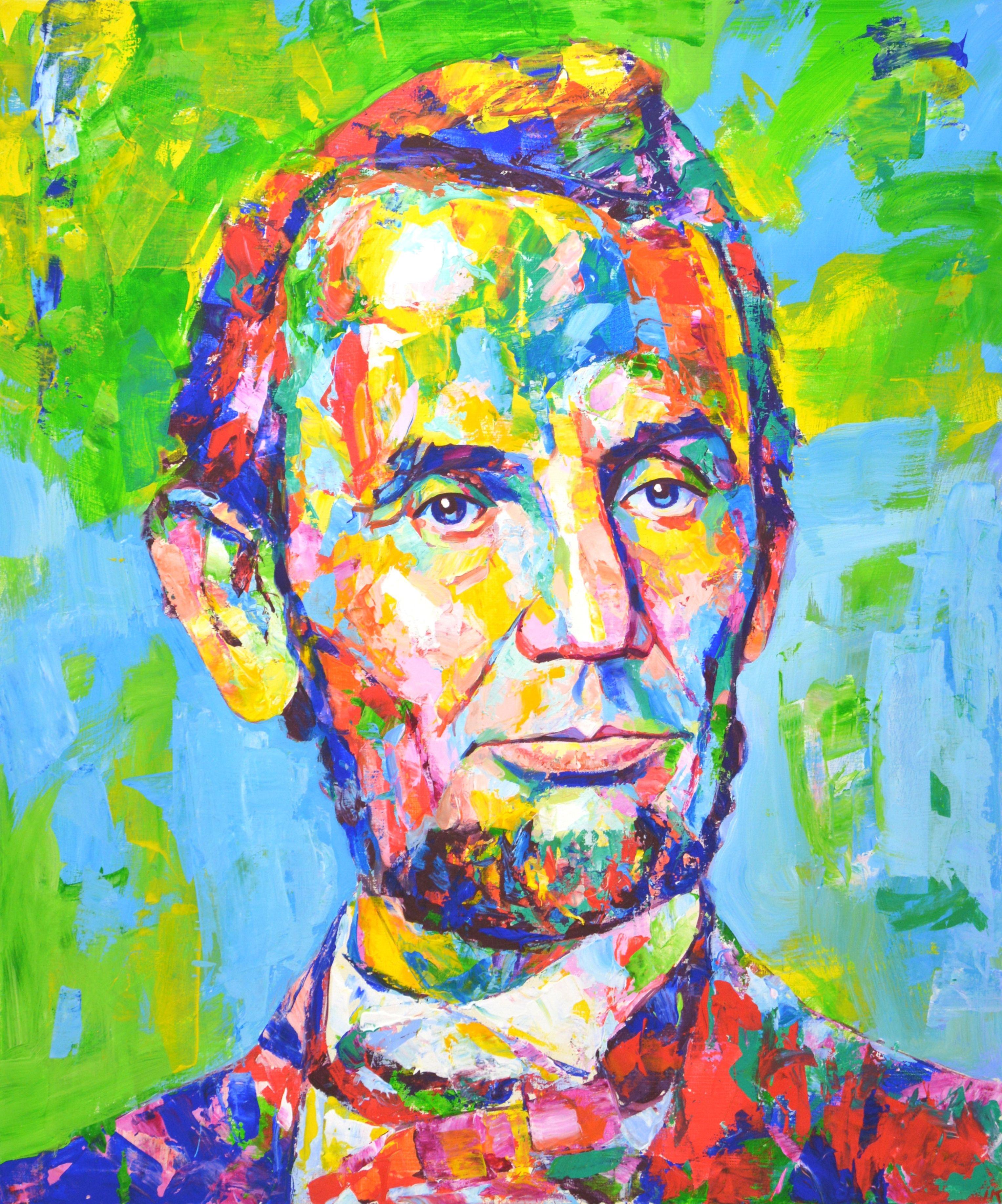 Abraham Lincoln, Gemälde, Acryl auf Leinwand – Painting von Iryna Kastsova
