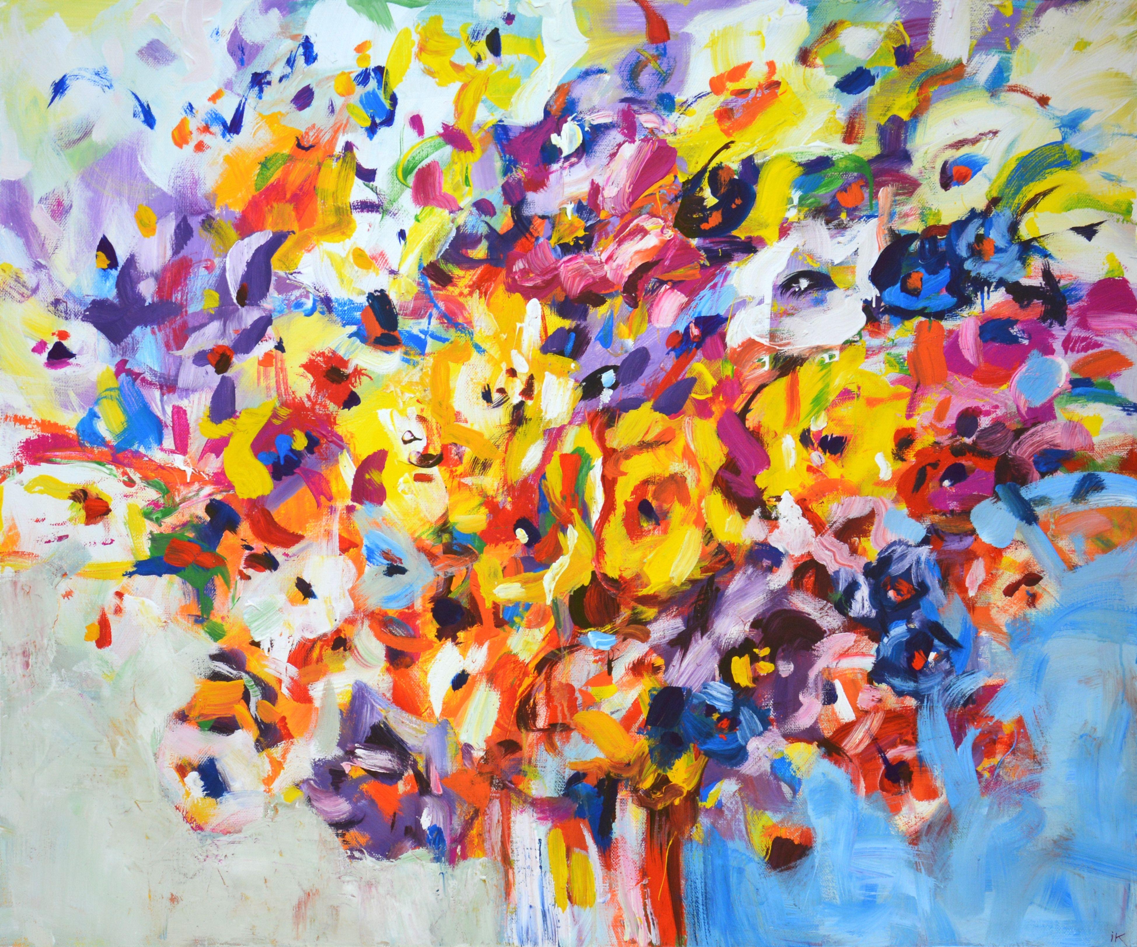 Iryna Kastsova Abstract Painting - Abstract bouquet., Painting, Acrylic on Canvas