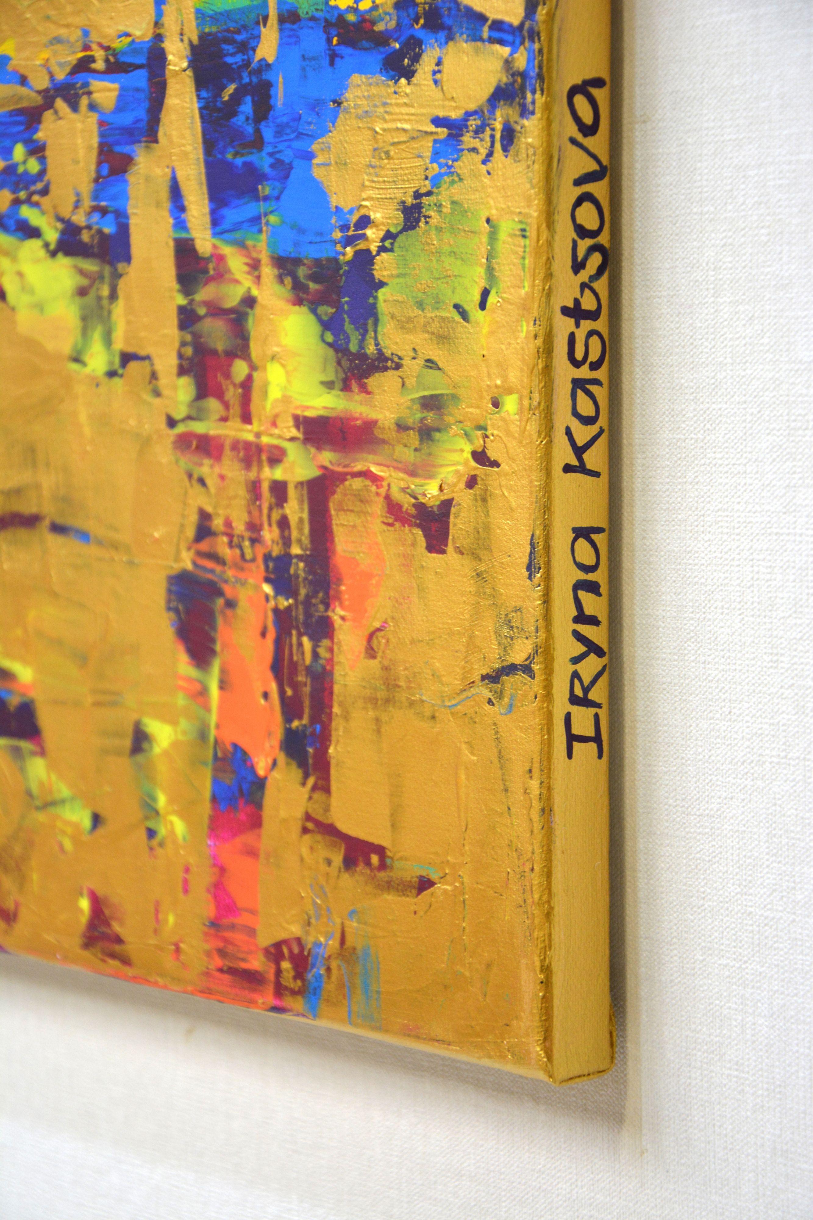 Abstract expression with gold., Painting, Acrylic on Canvas For Sale 2