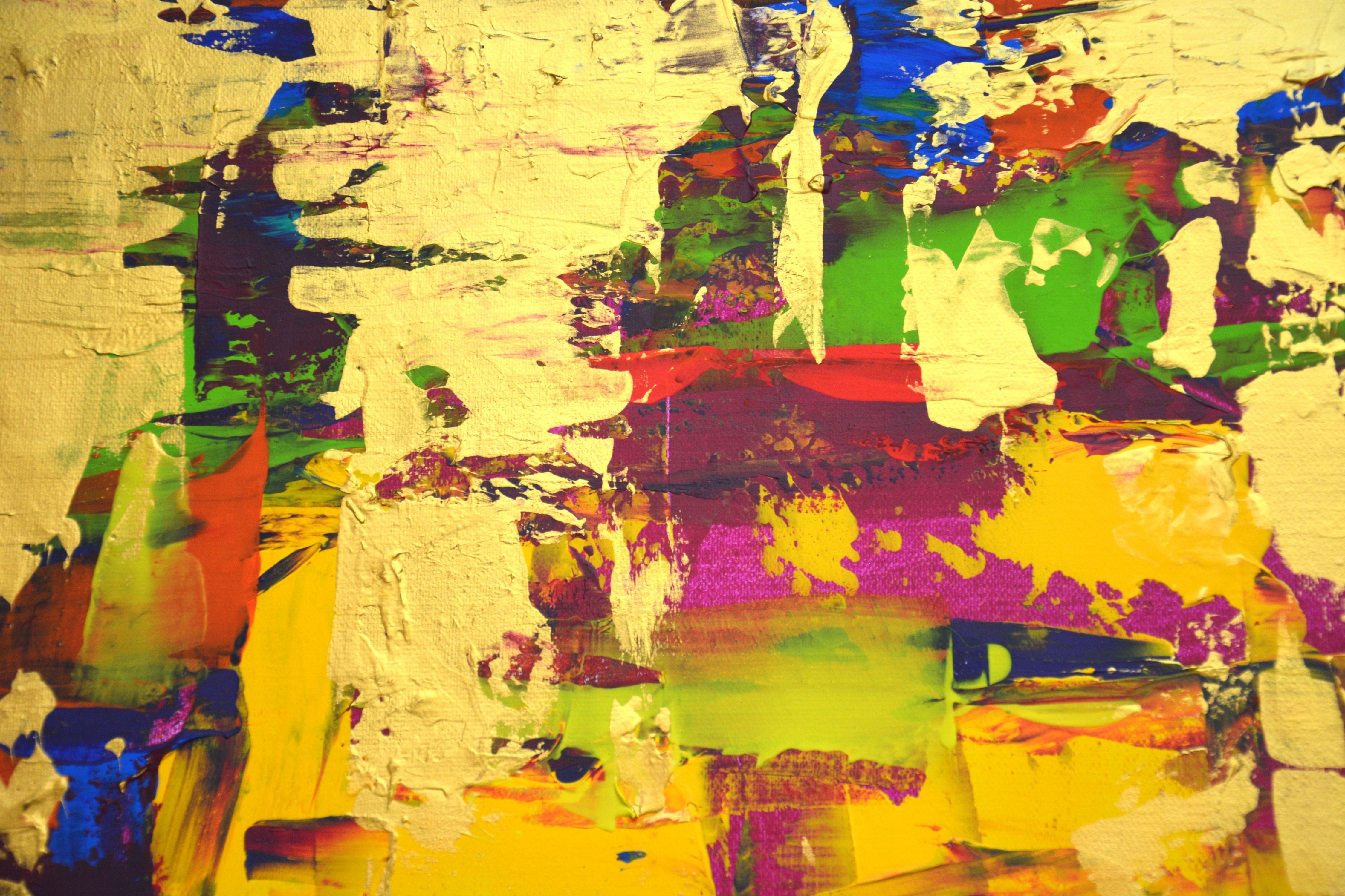 Abstract expression with gold., Painting, Acrylic on Canvas For Sale 3