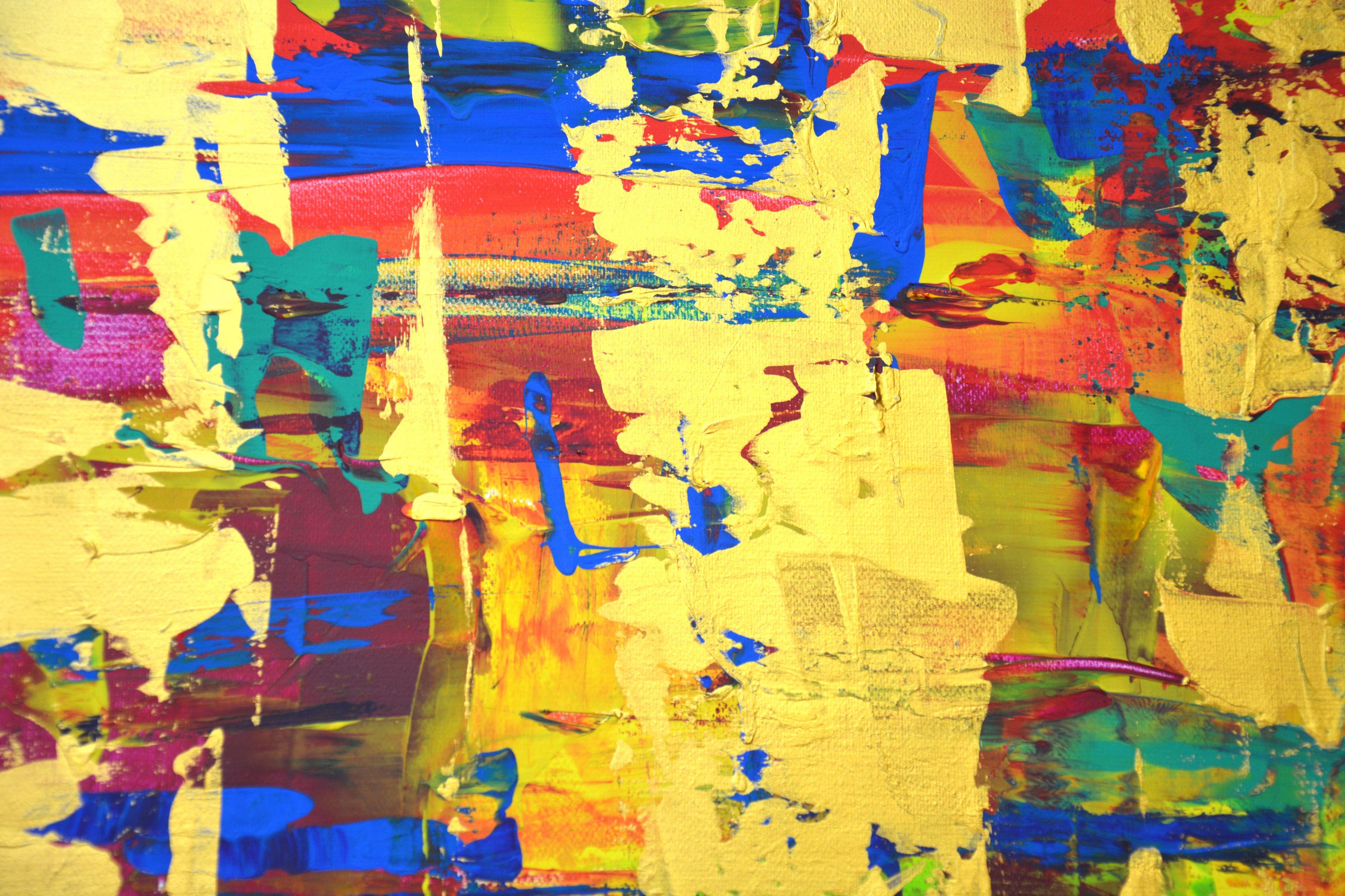 Abstract expression with gold., Painting, Acrylic on Canvas For Sale 4
