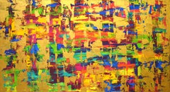 Abstract expression with gold., Painting, Acrylic on Canvas