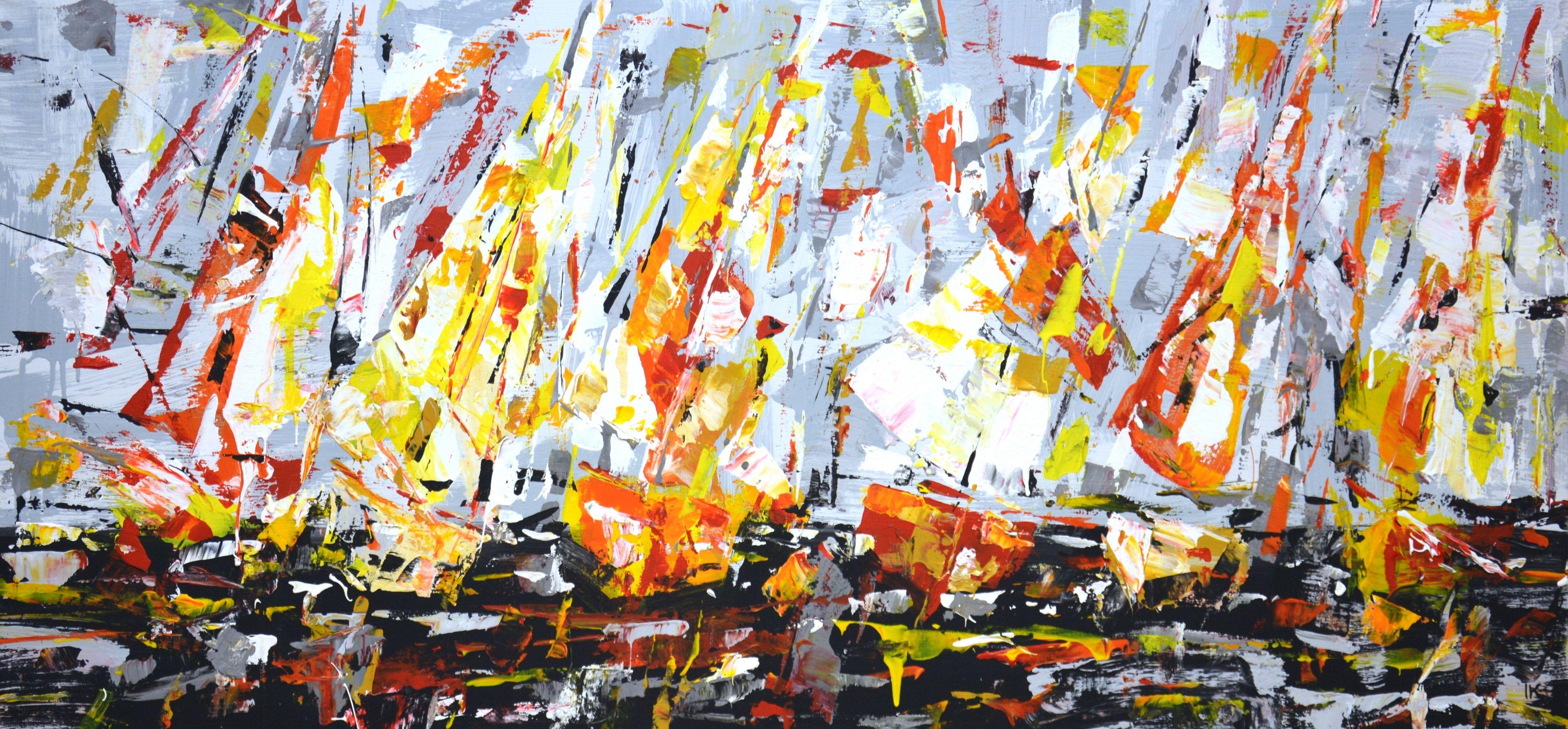 Iryna Kastsova Abstract Painting - Abstract regatta 3., Painting, Acrylic on Canvas