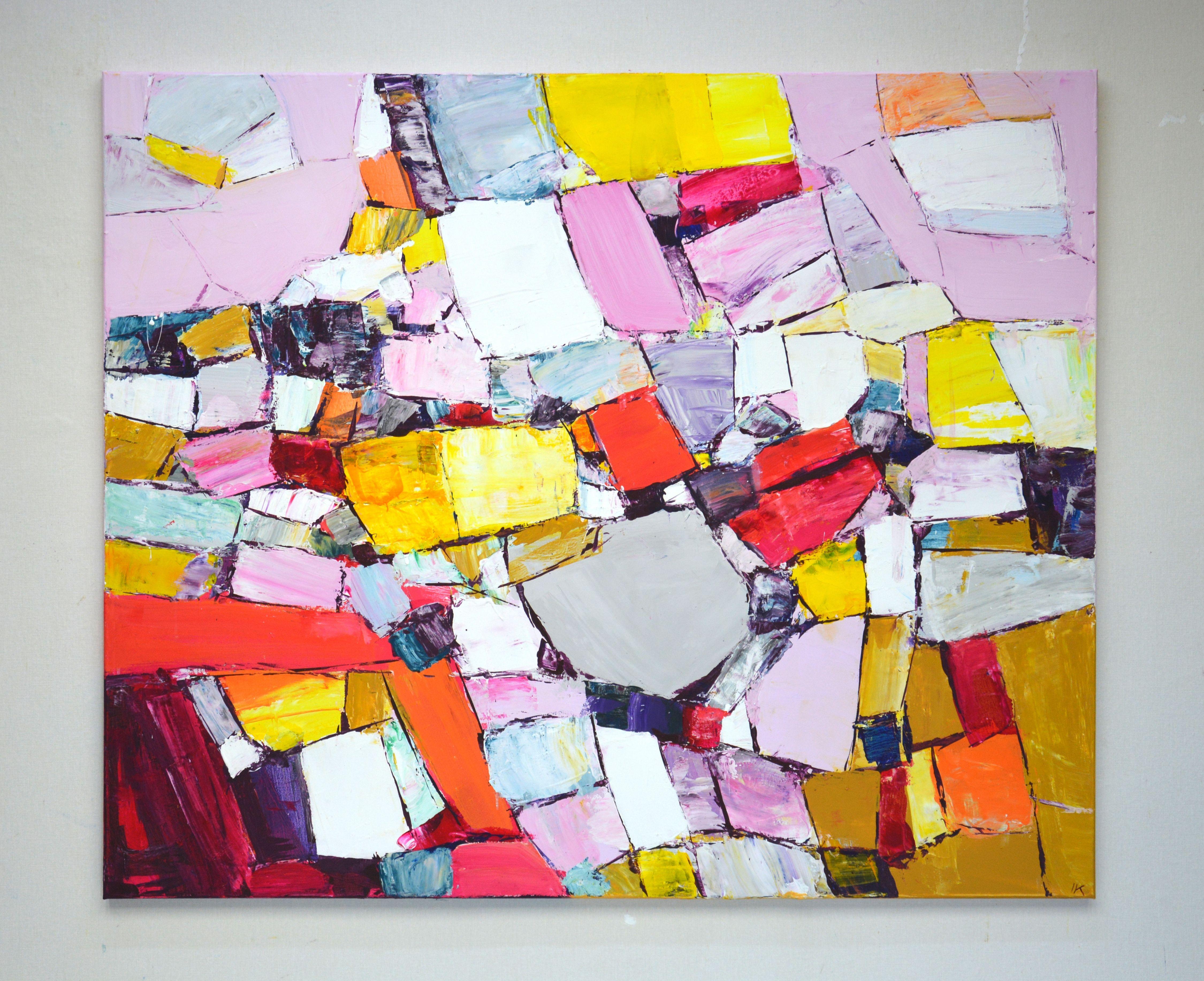 Abstraction 105., Painting, Acrylic on Canvas - Beige Abstract Painting by Iryna Kastsova