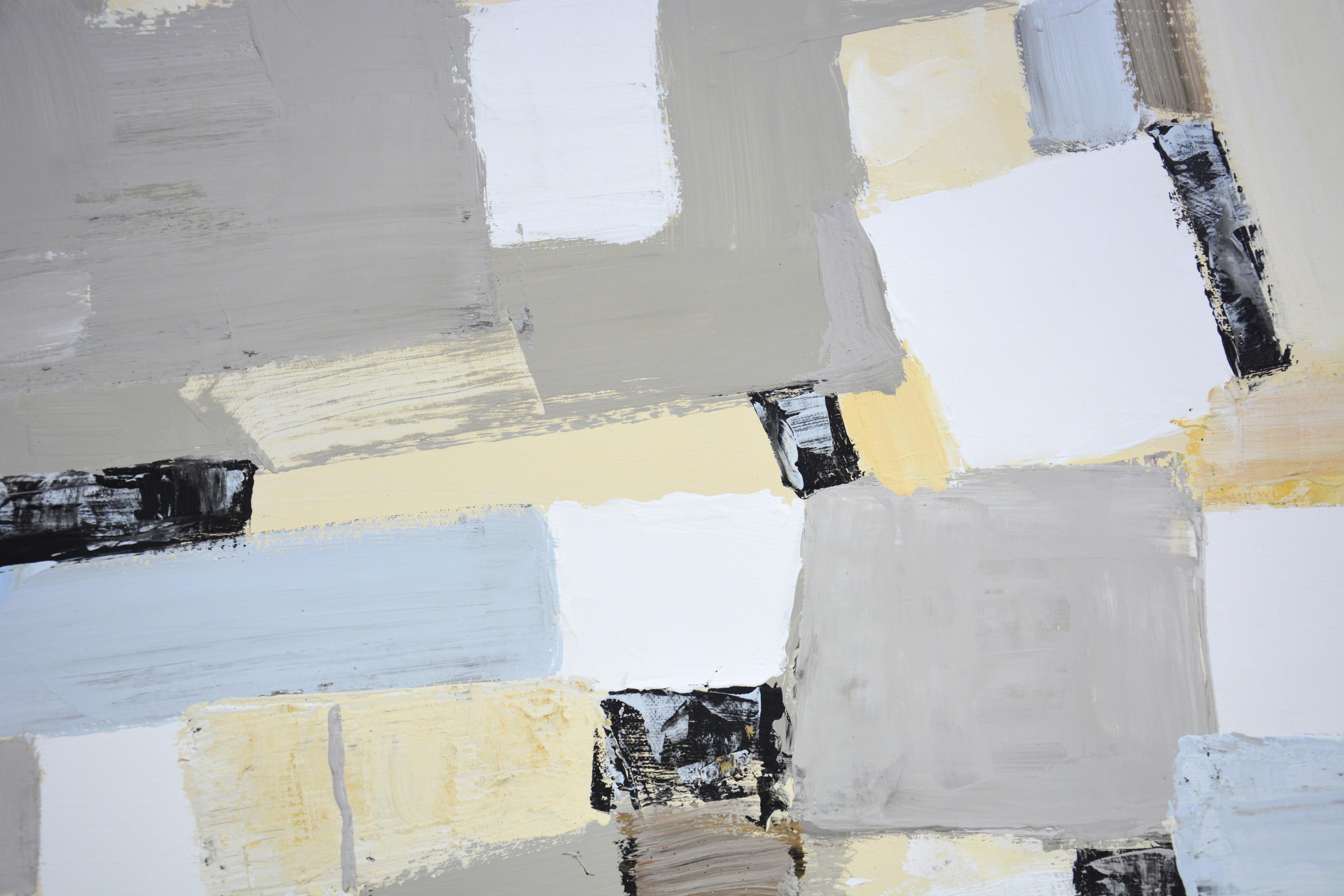 Astrazione 116. Quadro acrilico astratto di grandi dimensioni - Arte da parete geometrica moderna - Abstract Painting Grigio di Iryna Kastsova