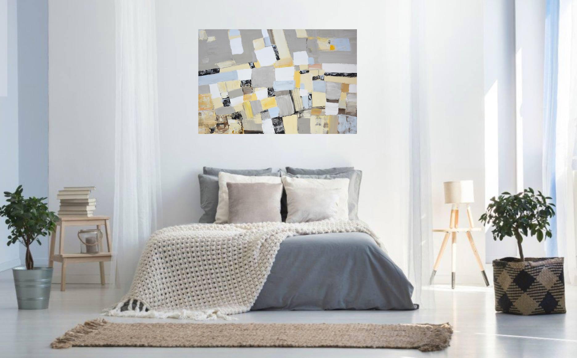Astrazione 116. Quadro acrilico astratto di grandi dimensioni - Arte da parete geometrica moderna in vendita 4