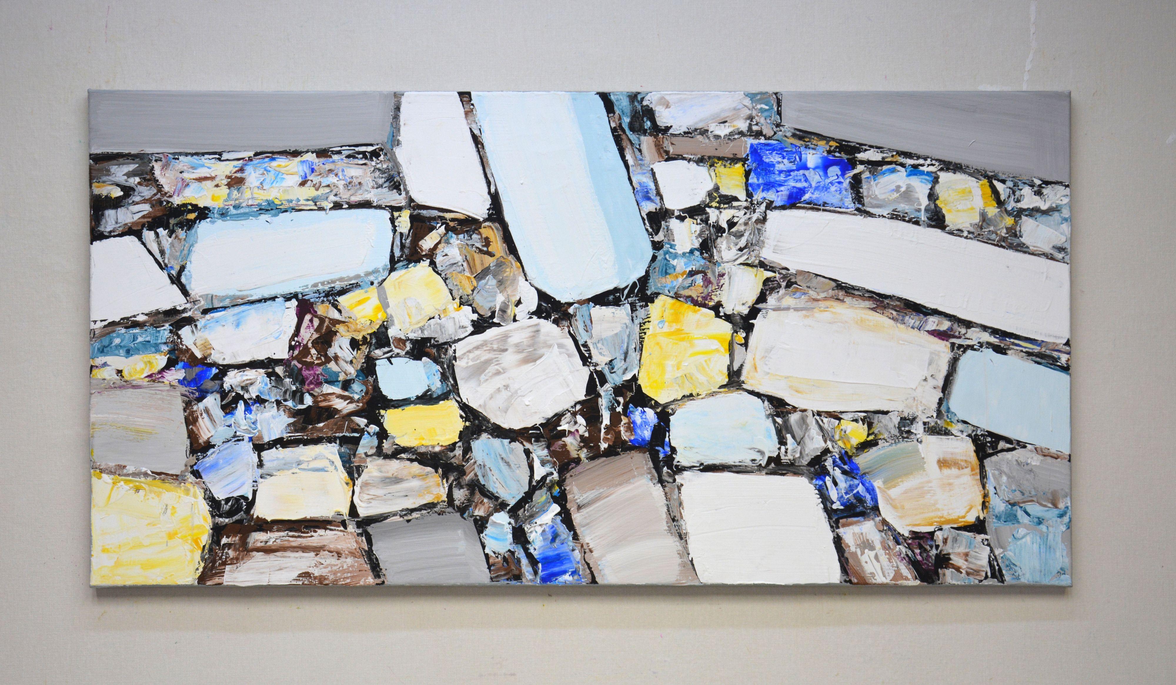 Abstraction 99., Painting, Acrylic on Canvas - Gray Abstract Painting by Iryna Kastsova