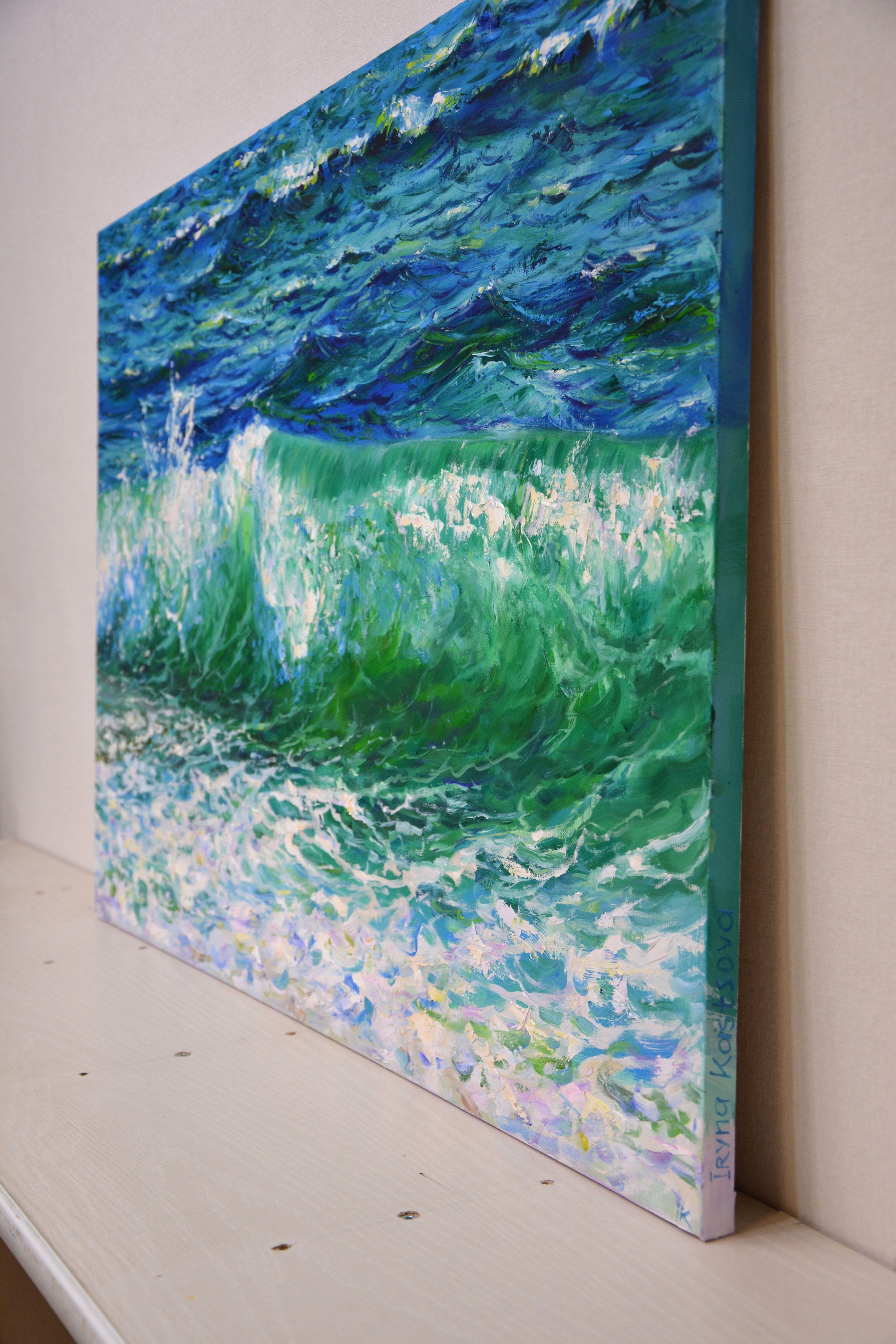 Affectionate surf, Painting, Oil on Canvas For Sale 4