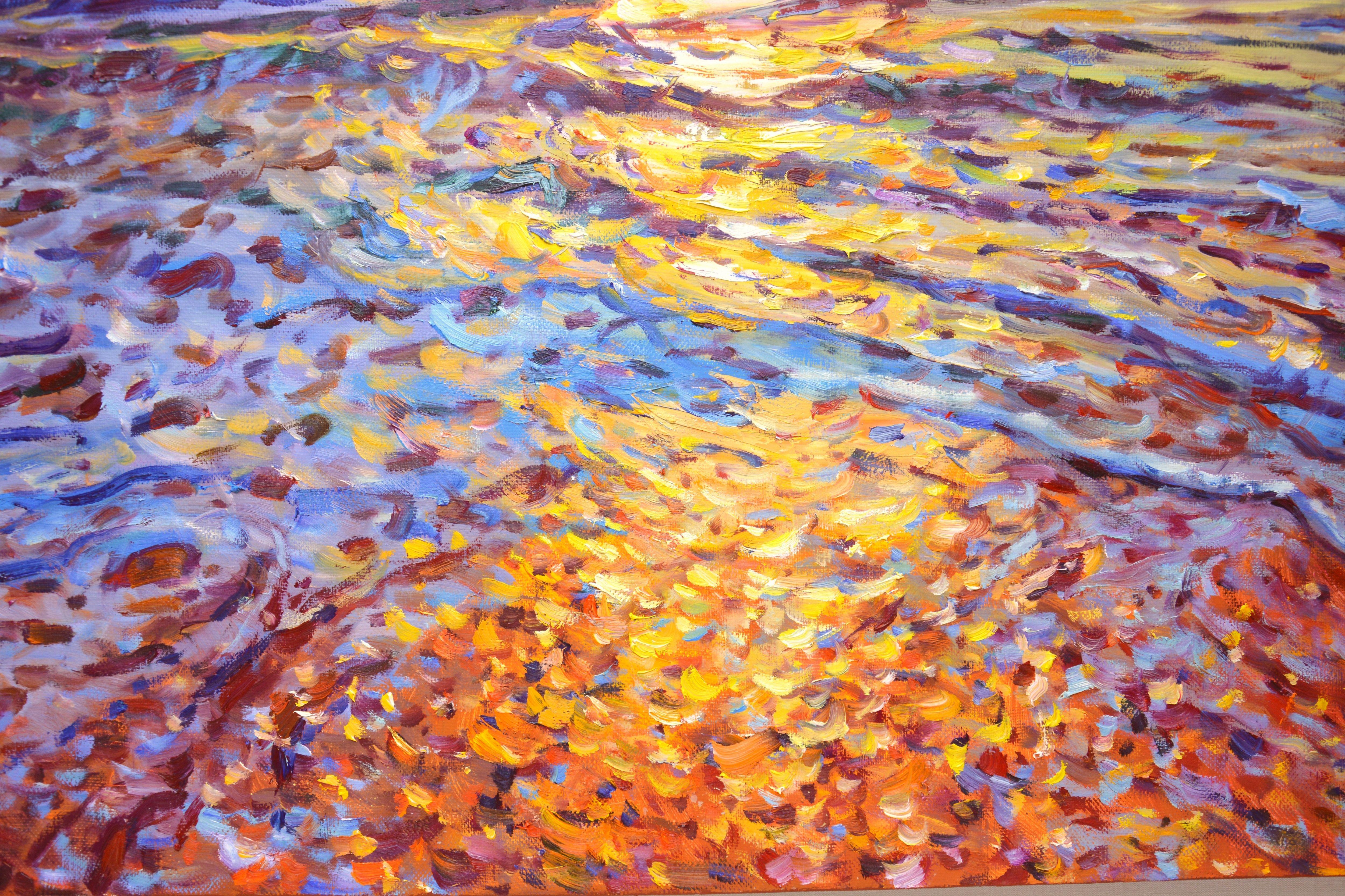 Amber Surf, Painting, Oil on Canvas For Sale 2