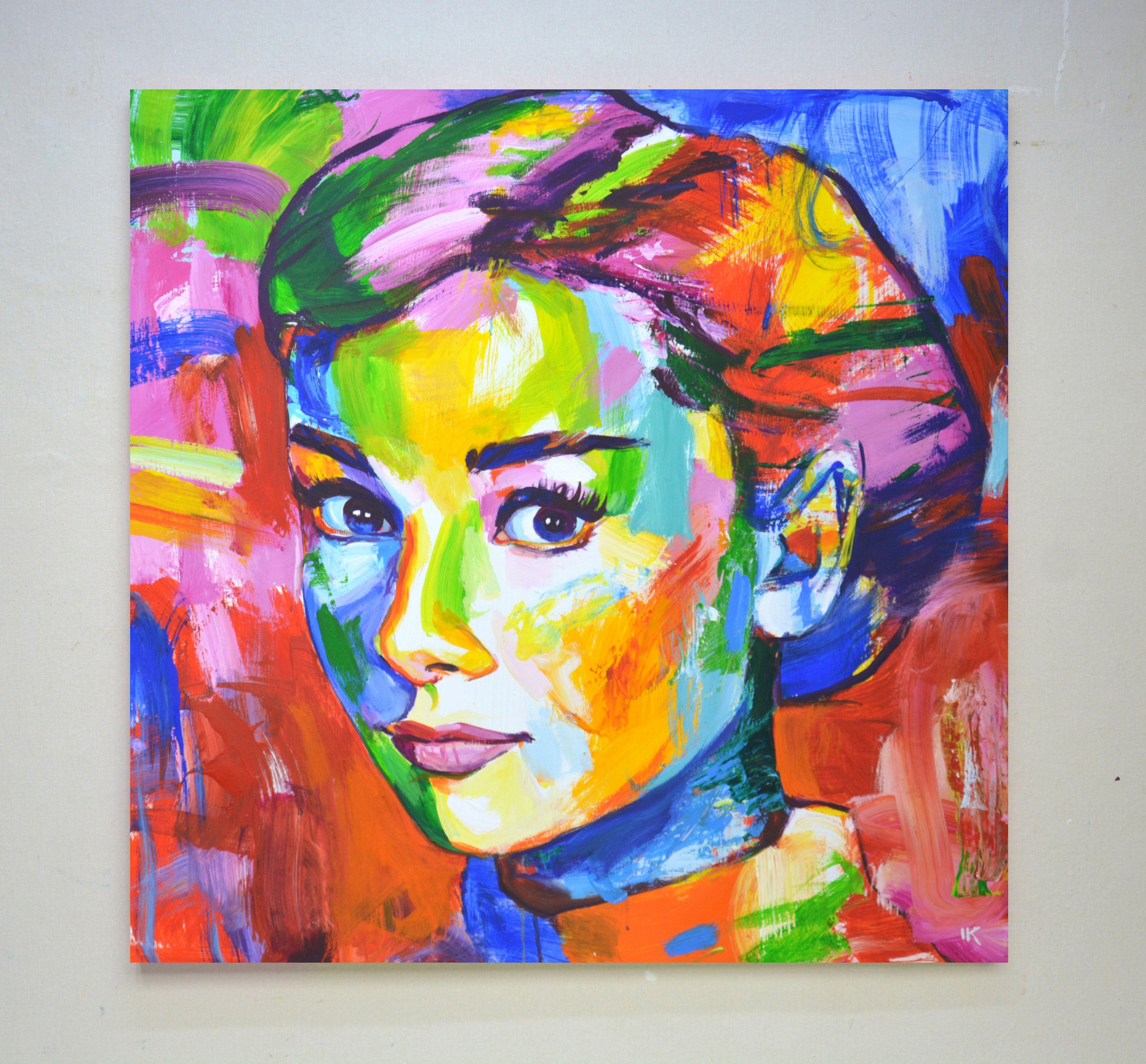 Audrey Hepburn, Painting, Acrylic on Canvas For Sale 1