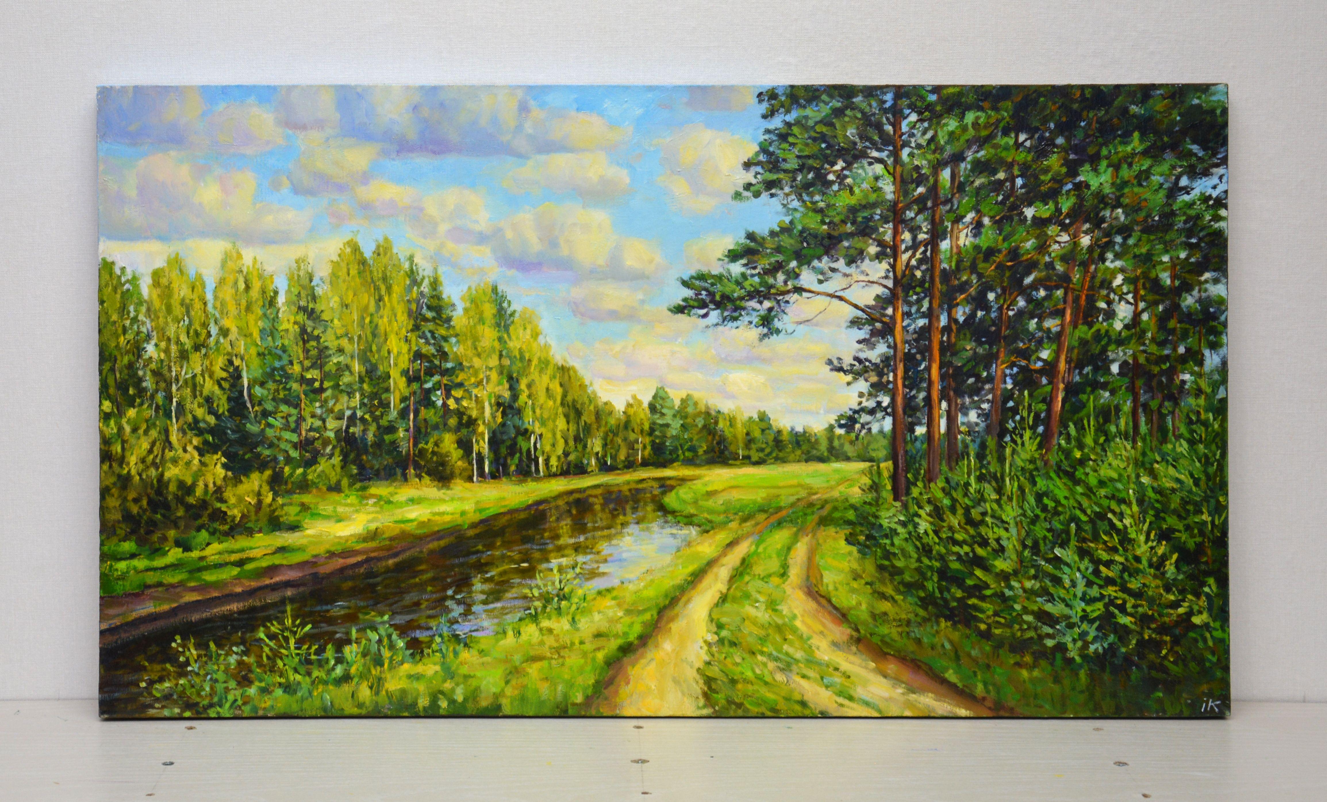 August., Peinture, huile sur toile - Réalisme Painting par Iryna Kastsova