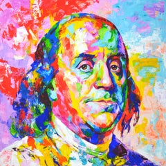 Benjamin Franklin, peinture, acrylique sur toile