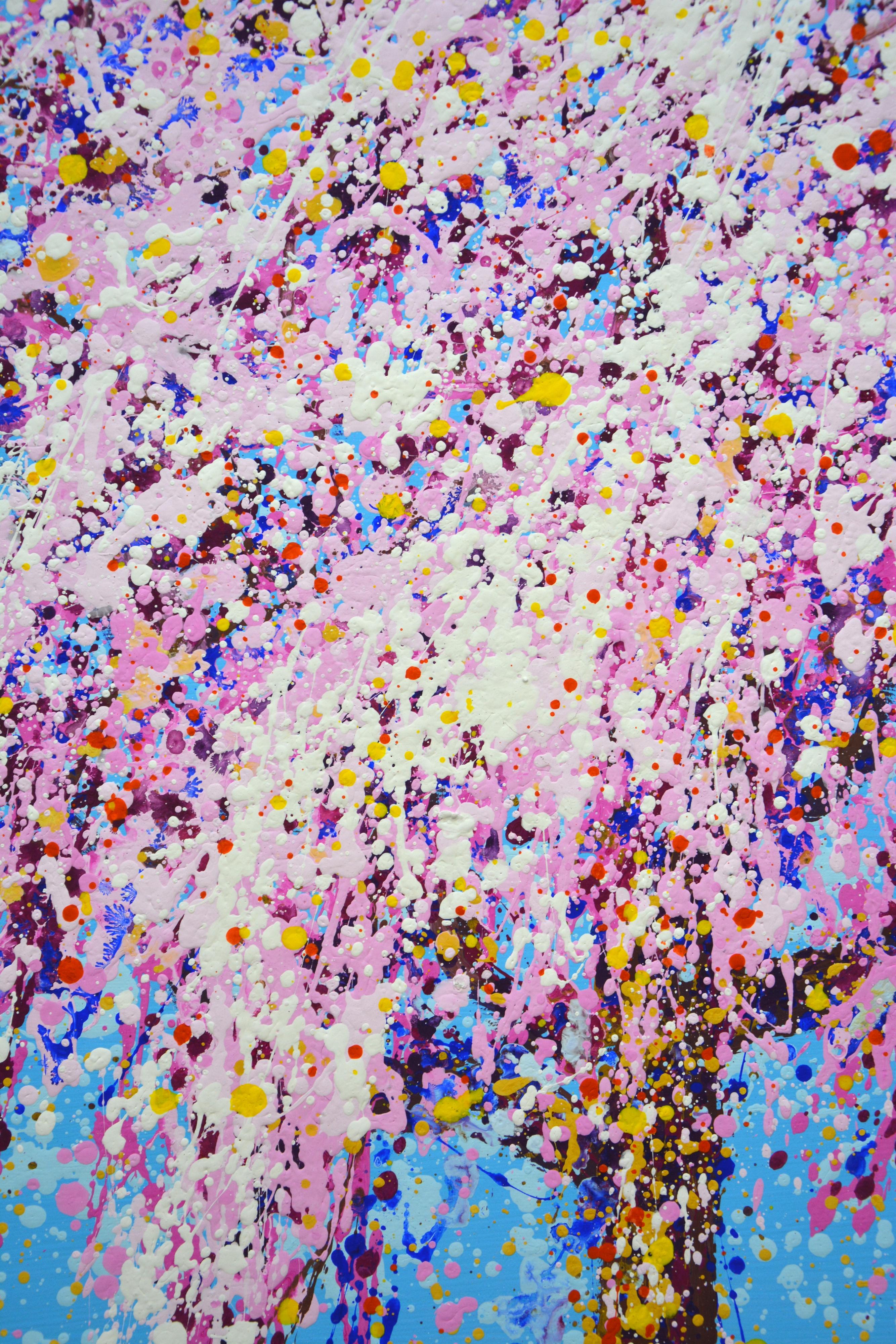 Blooming sakura 9  Colorful Expressionist Pop Art Tree Painting For Sale 3