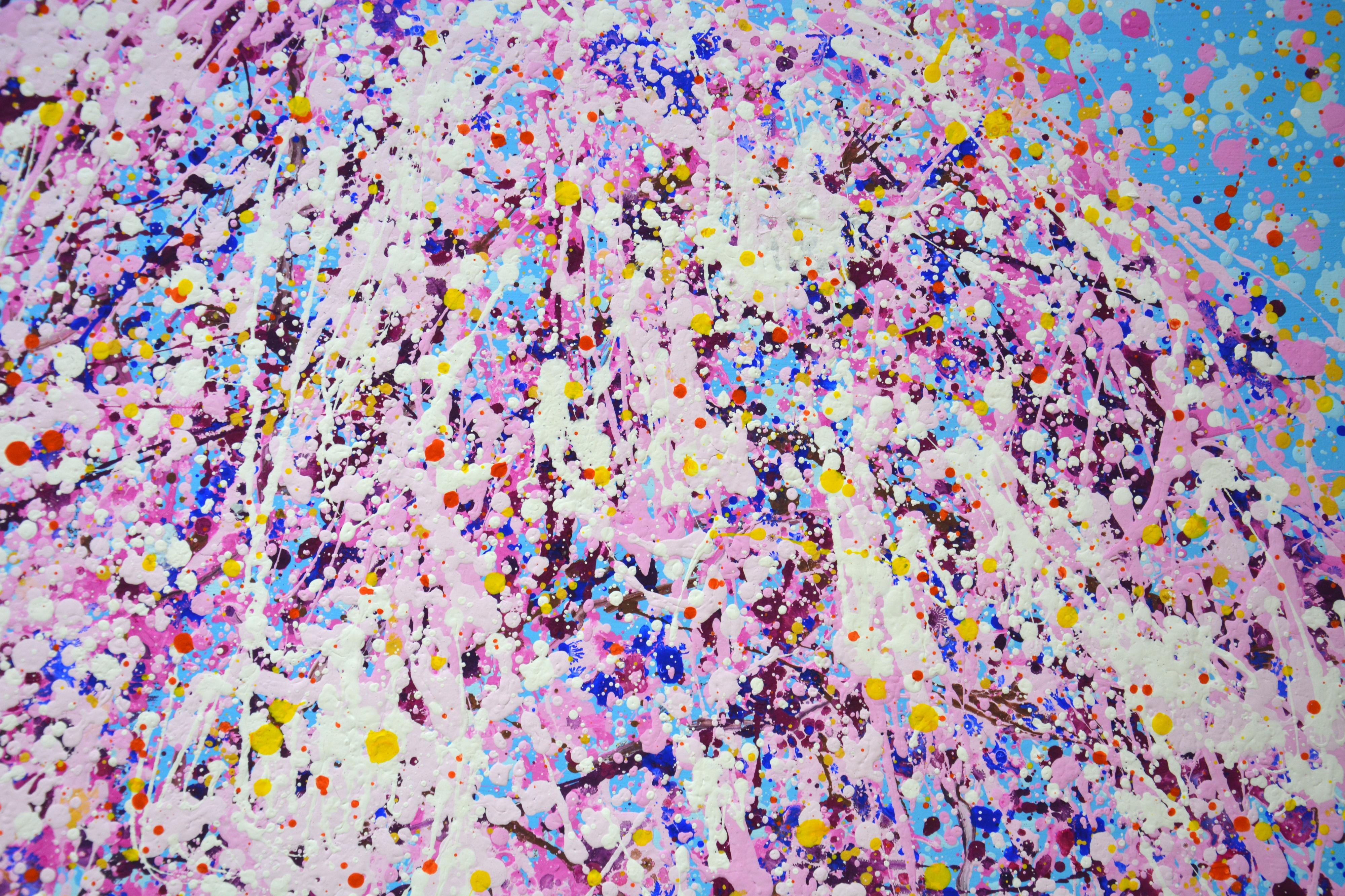 Blooming sakura 9  Colorful Expressionist Pop Art Tree Painting For Sale 4