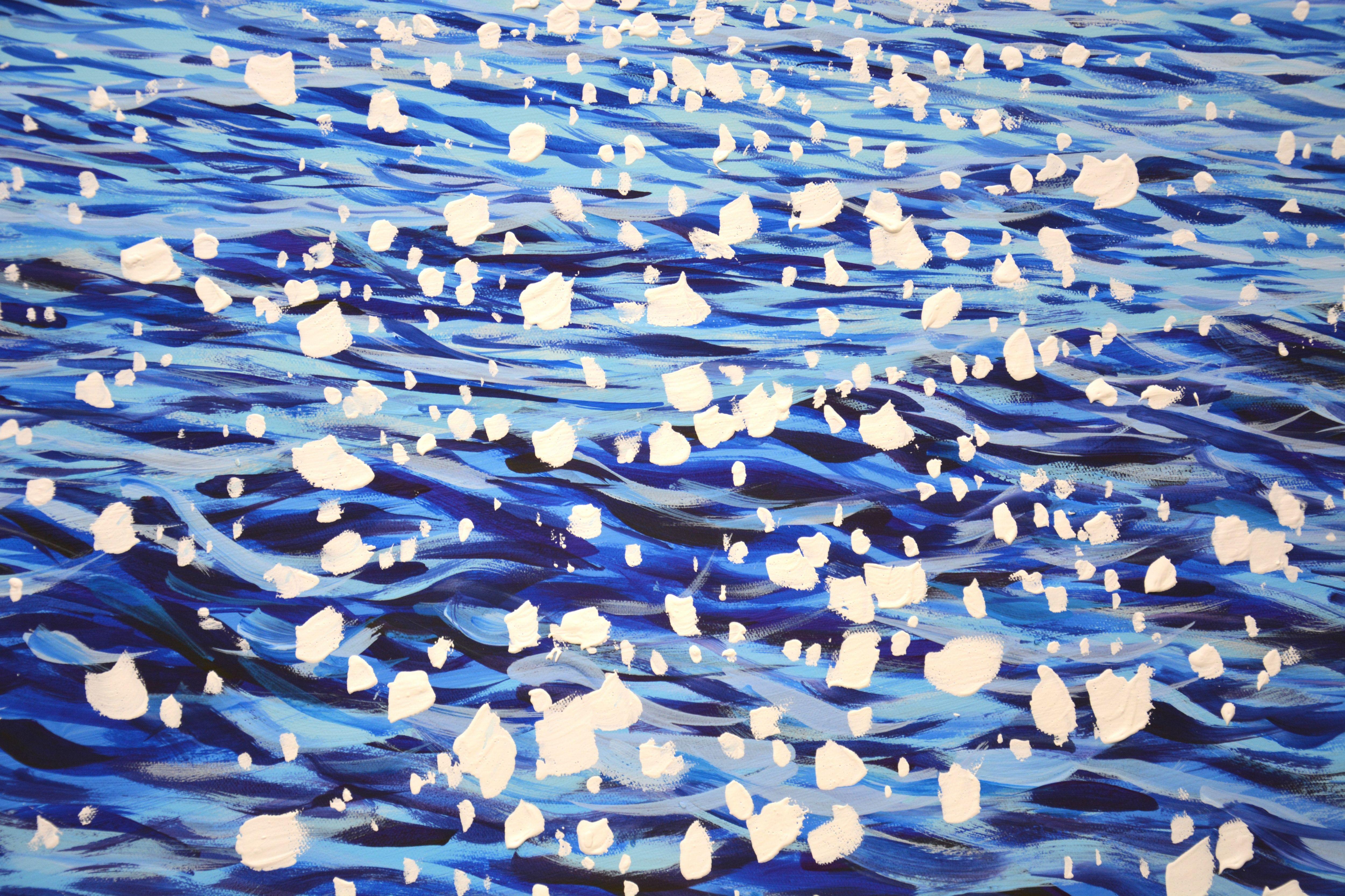 L'océan bleu. Peinture, acrylique sur toile, Glare. en vente 1