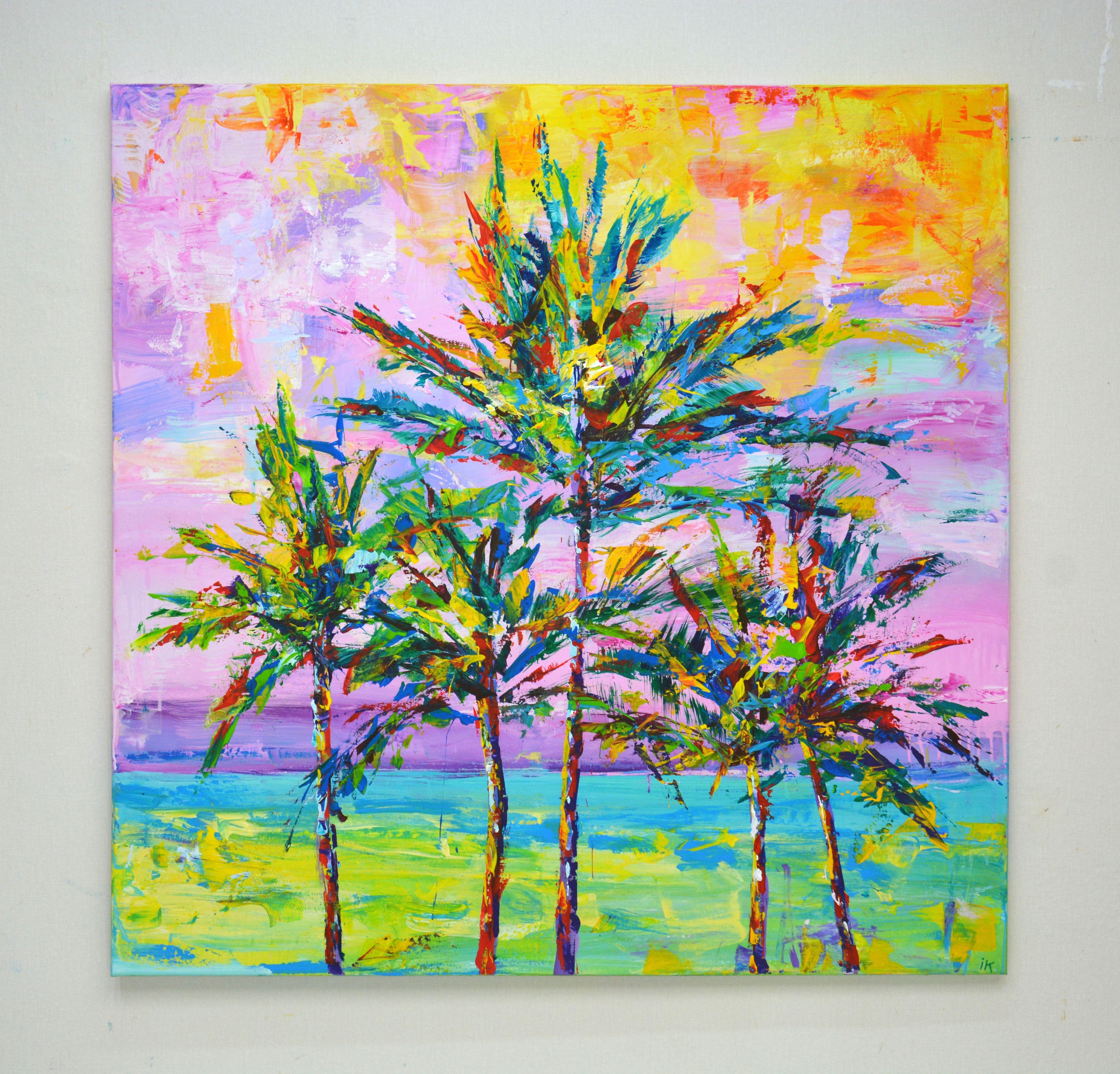 California Palms 2, Painting, Acrylic on Canvas For Sale 1