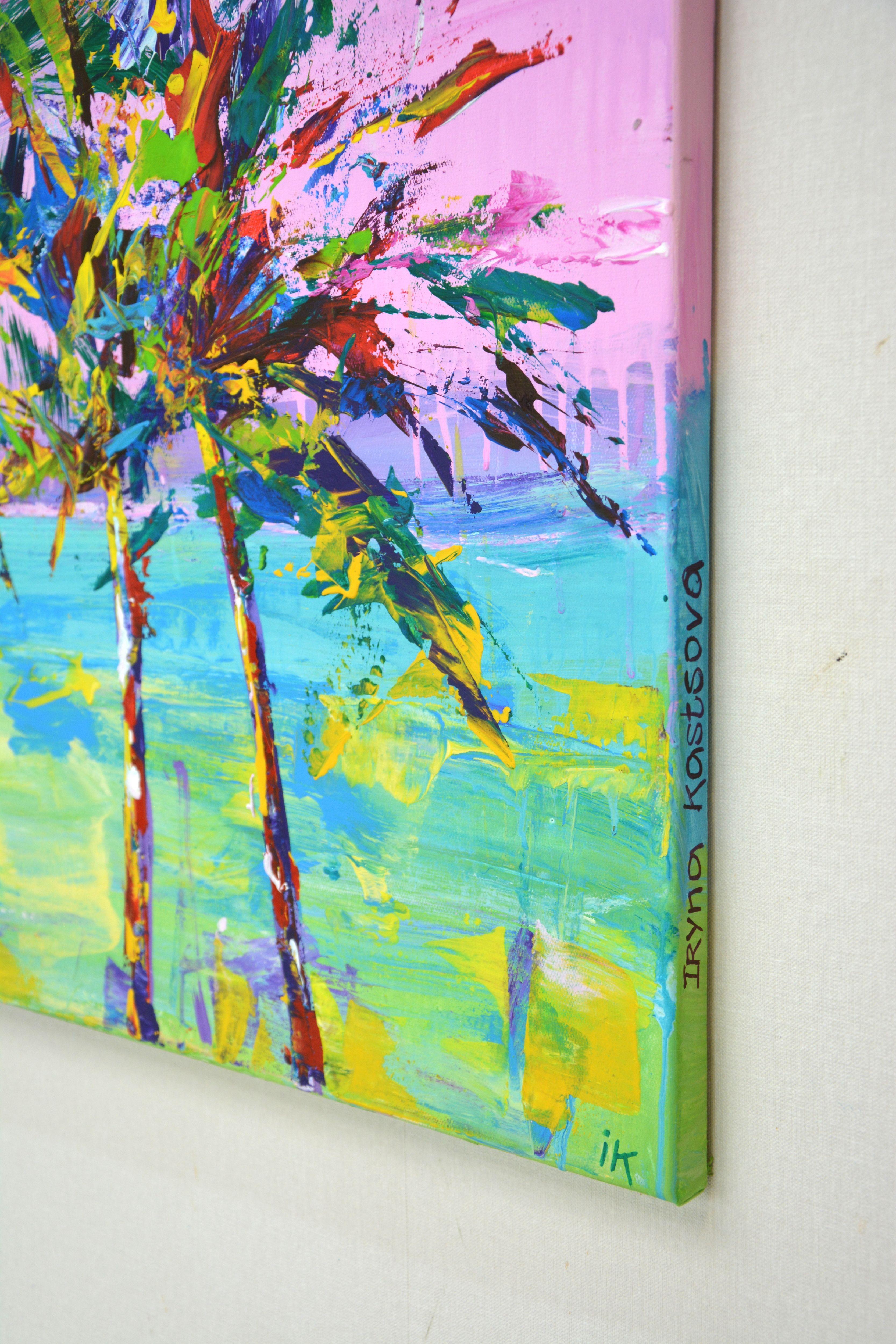 California Palms 2, Painting, Acrylic on Canvas For Sale 4