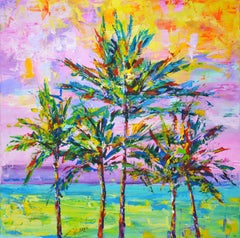 Palms de Californie 2, peinture, acrylique sur toile